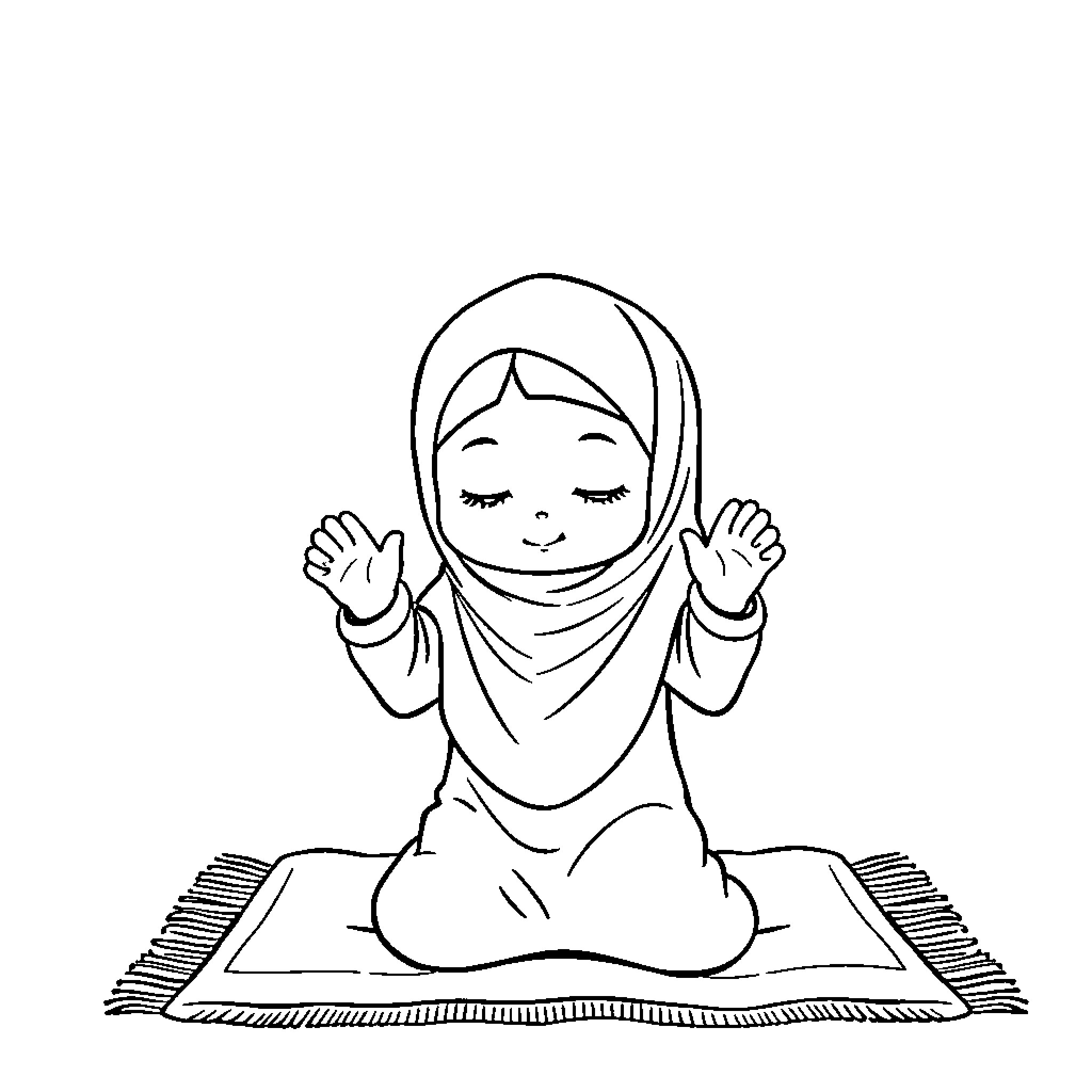Child engrossed in religious study Coloring Page (free black-and-white line drawing printable PDF for all, from beginners to advanced learners, including children, teens, adults, and seniors)