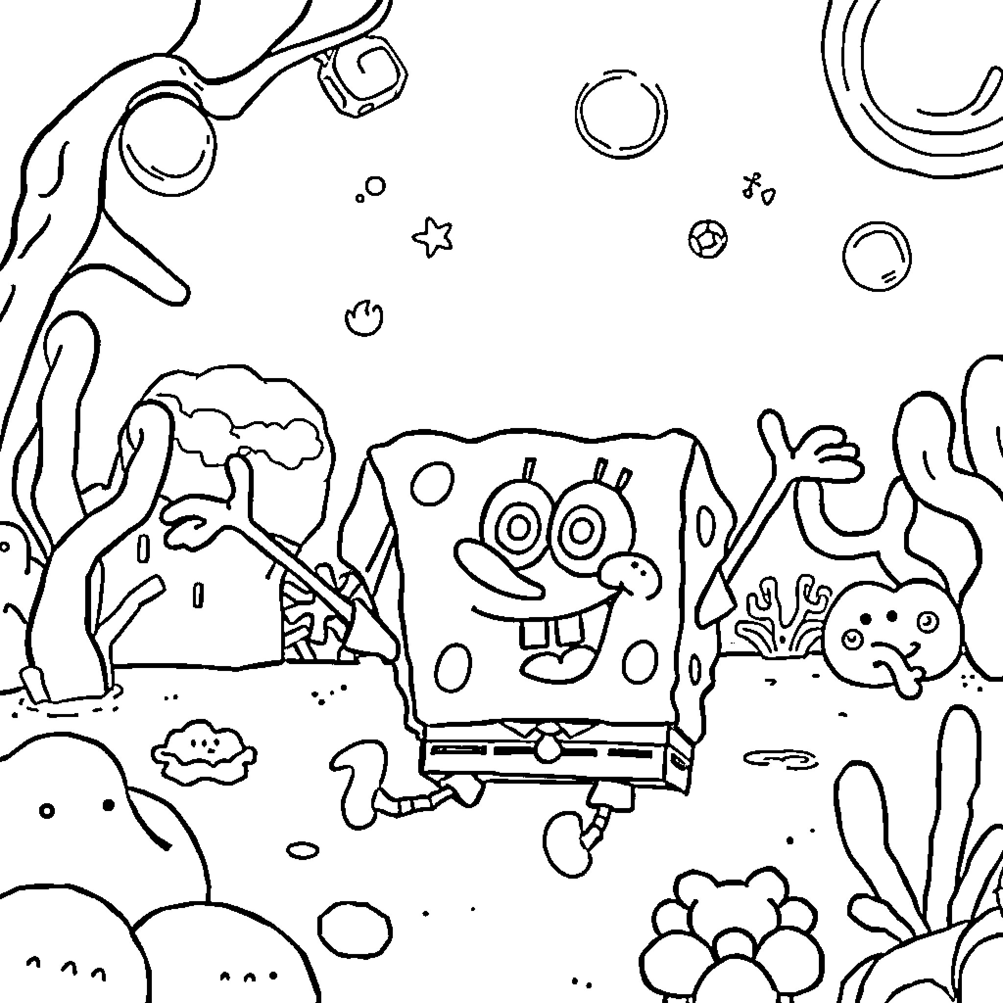 Bluey's Underwater Adventure Coloring Page (free black-and-white line drawing printable PDF for all, from beginners to advanced learners, including children, teens, adults, and seniors)