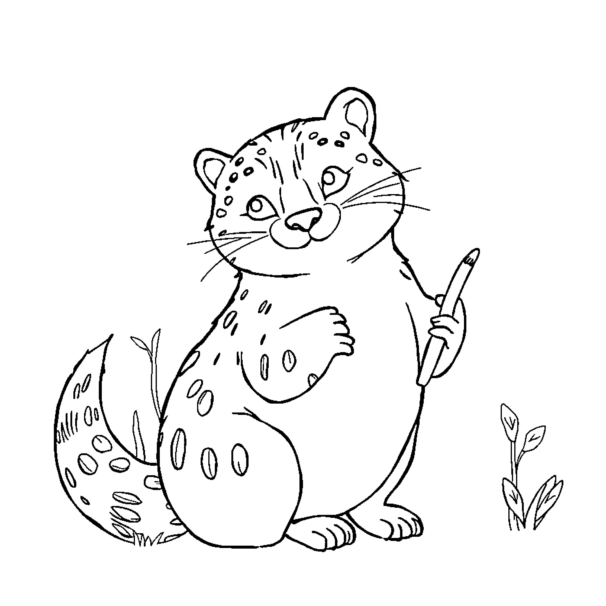 Otter sketching in nature Coloring Page (free black-and-white line drawing printable PDF for all, from beginners to advanced learners, including children, teens, adults, and seniors)