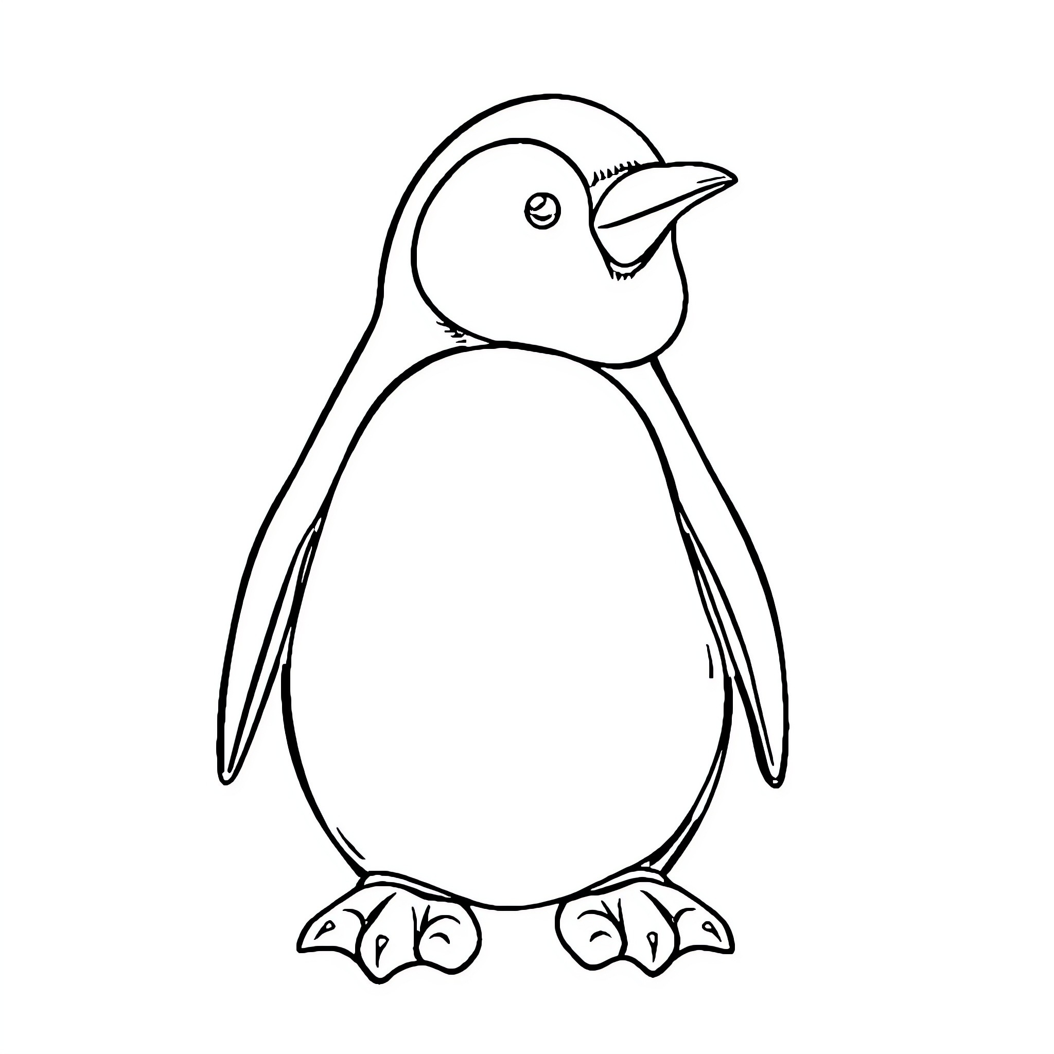 Penguin in a simple outline illustration Coloring Page (free black-and-white line drawing printable PDF for all, from beginners to advanced learners, including children, teens, adults, and seniors)