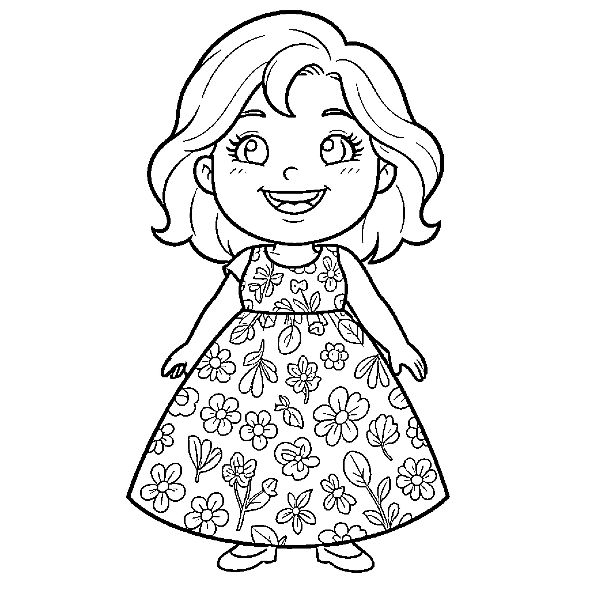 Marge's Floral Delight Coloring Page (free black-and-white line drawing printable PDF for all, from beginners to advanced learners, including children, teens, adults, and seniors)