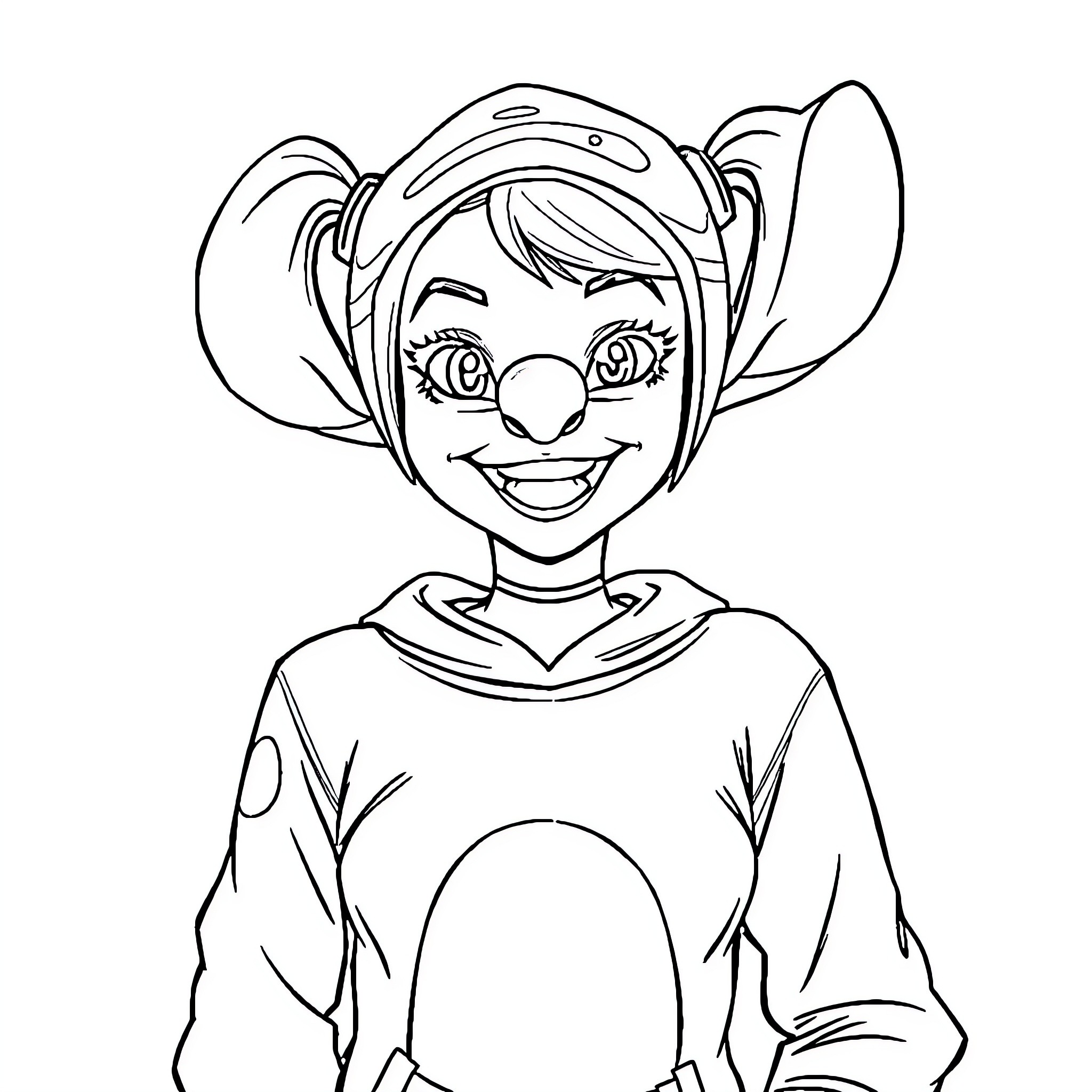 Harley Quinn in a Playful Mood Coloring Page (free black-and-white line drawing printable PDF for all, from beginners to advanced learners, including children, teens, adults, and seniors)