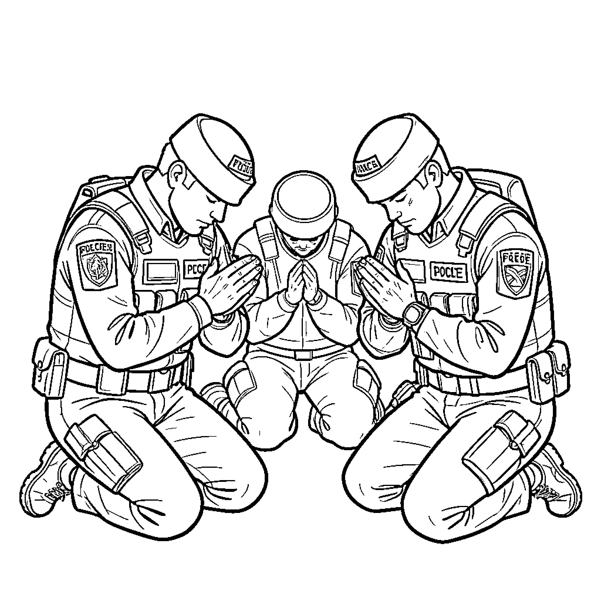 Ice Agent Apprehending Suspected Criminal Coloring Page (free black-and-white line drawing printable PDF for all, from beginners to advanced learners, including children, teens, adults, and seniors)