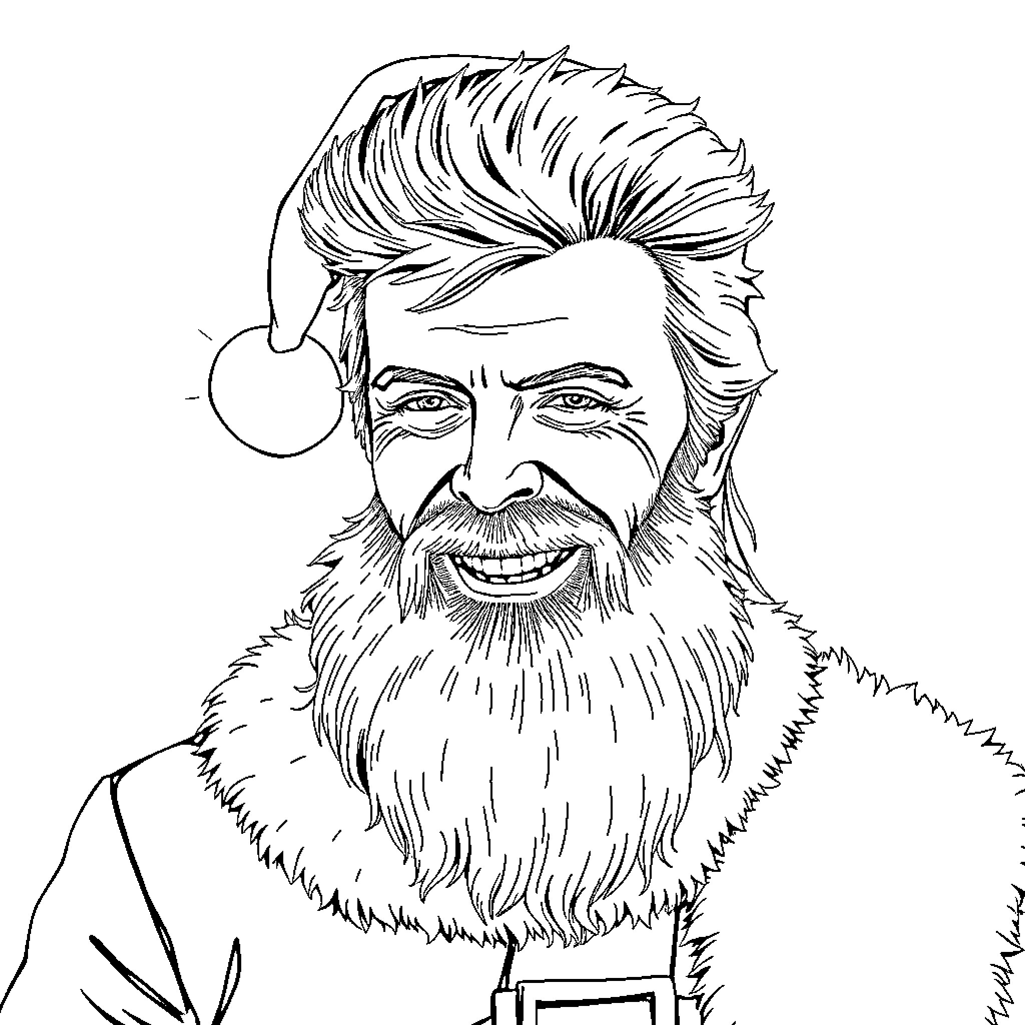 David Bowie in Festive Attire and Expressions Coloring Page (free black-and-white line drawing printable PDF for all, from beginners to advanced learners, including children, teens, adults, and seniors)