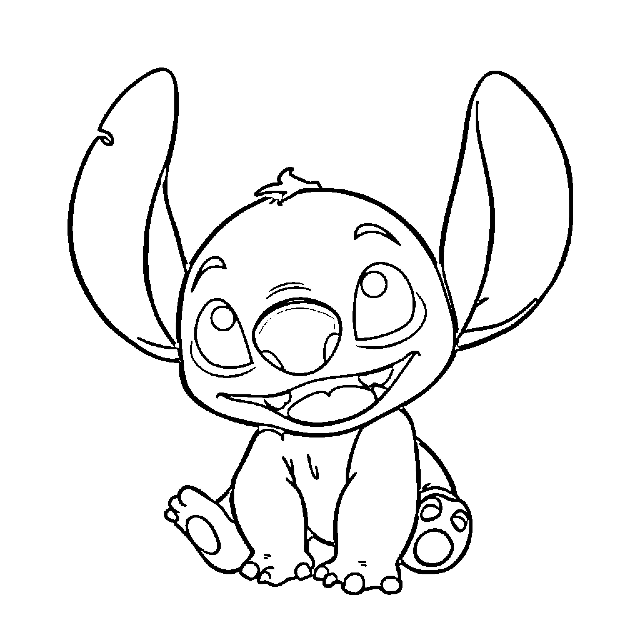 Stitch's Playful Expressions Coloring Page (free black-and-white line drawing printable PDF for all, from beginners to advanced learners, including children, teens, adults, and seniors)
