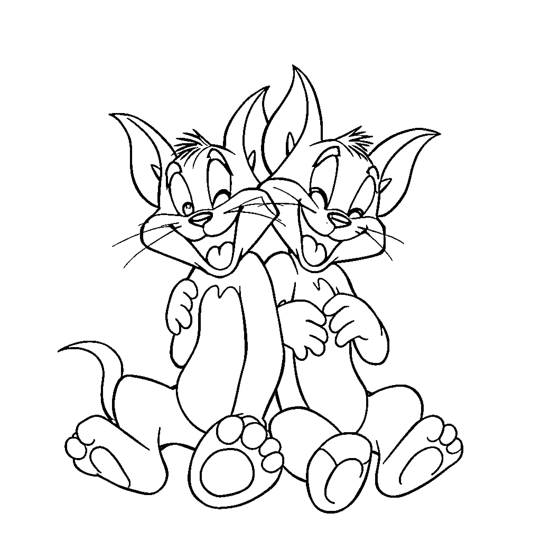 Tom and Jerry Mischievous Antics Coloring Page (free black-and-white line drawing printable PDF for all, from beginners to advanced learners, including children, teens, adults, and seniors)