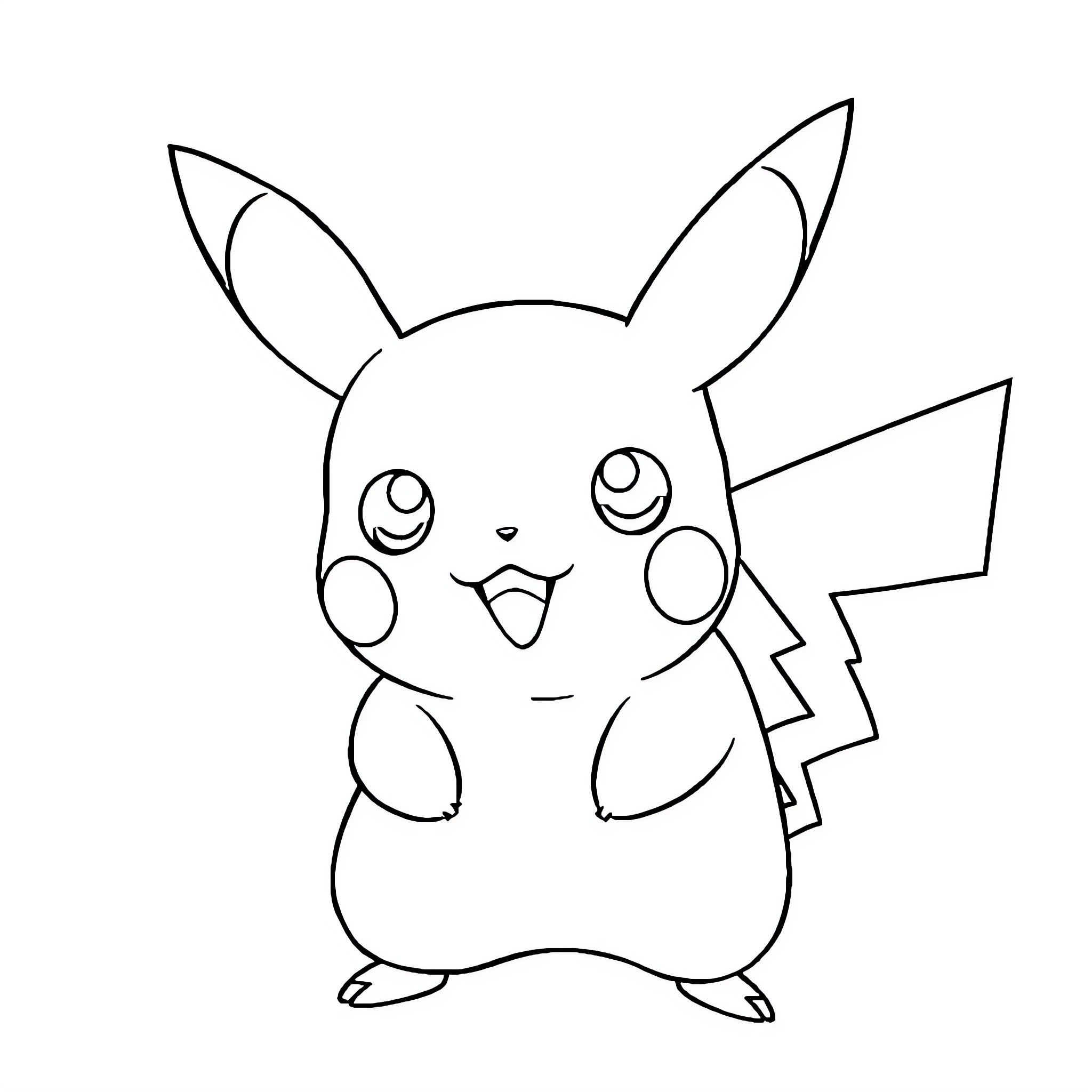 Pikachu in an expressive pose Coloring Page (free black-and-white line drawing printable PDF for all, from beginners to advanced learners, including children, teens, adults, and seniors)