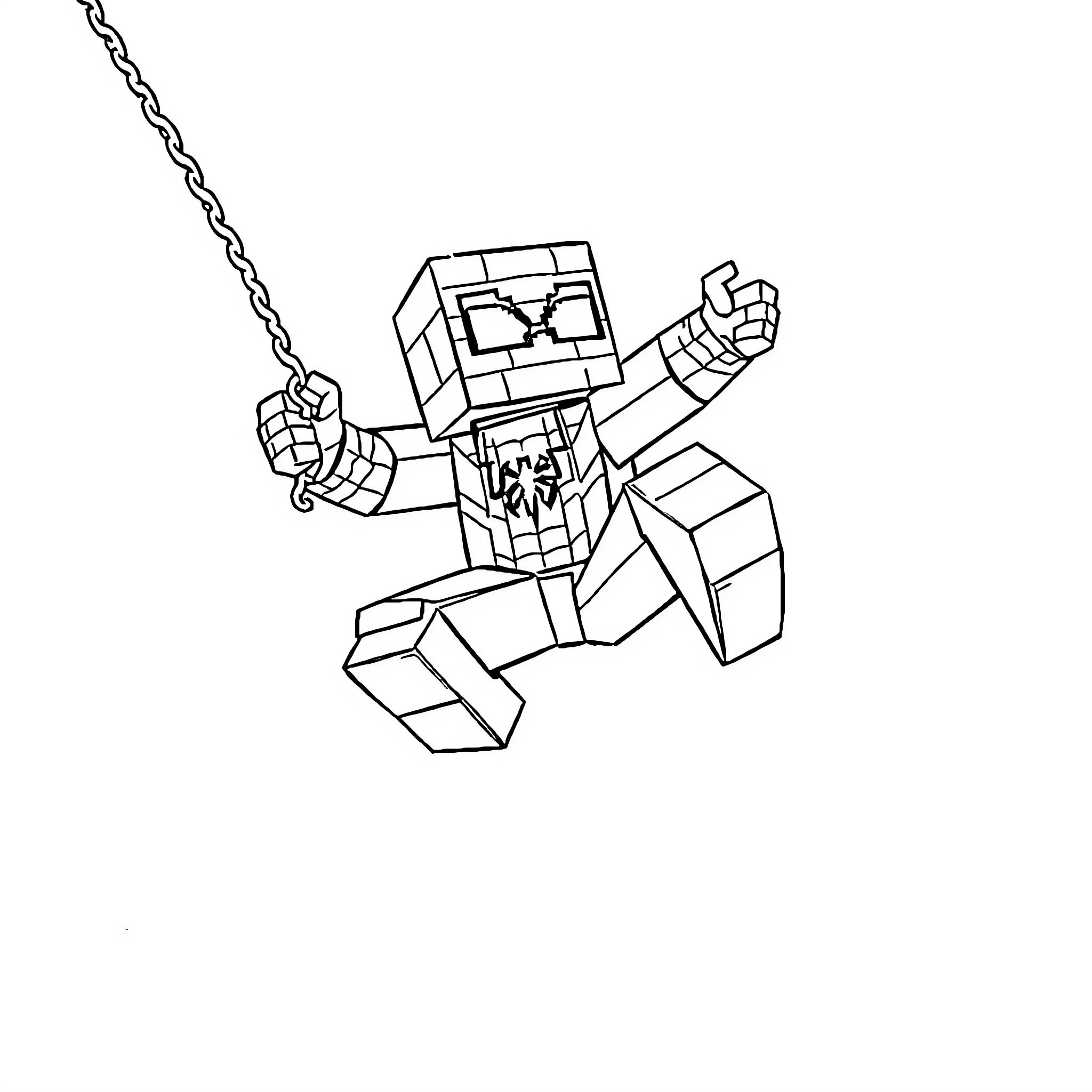 Spiderman in action pose with webs Coloring Page (free black-and-white line drawing printable PDF for all, from beginners to advanced learners, including children, teens, adults, and seniors)