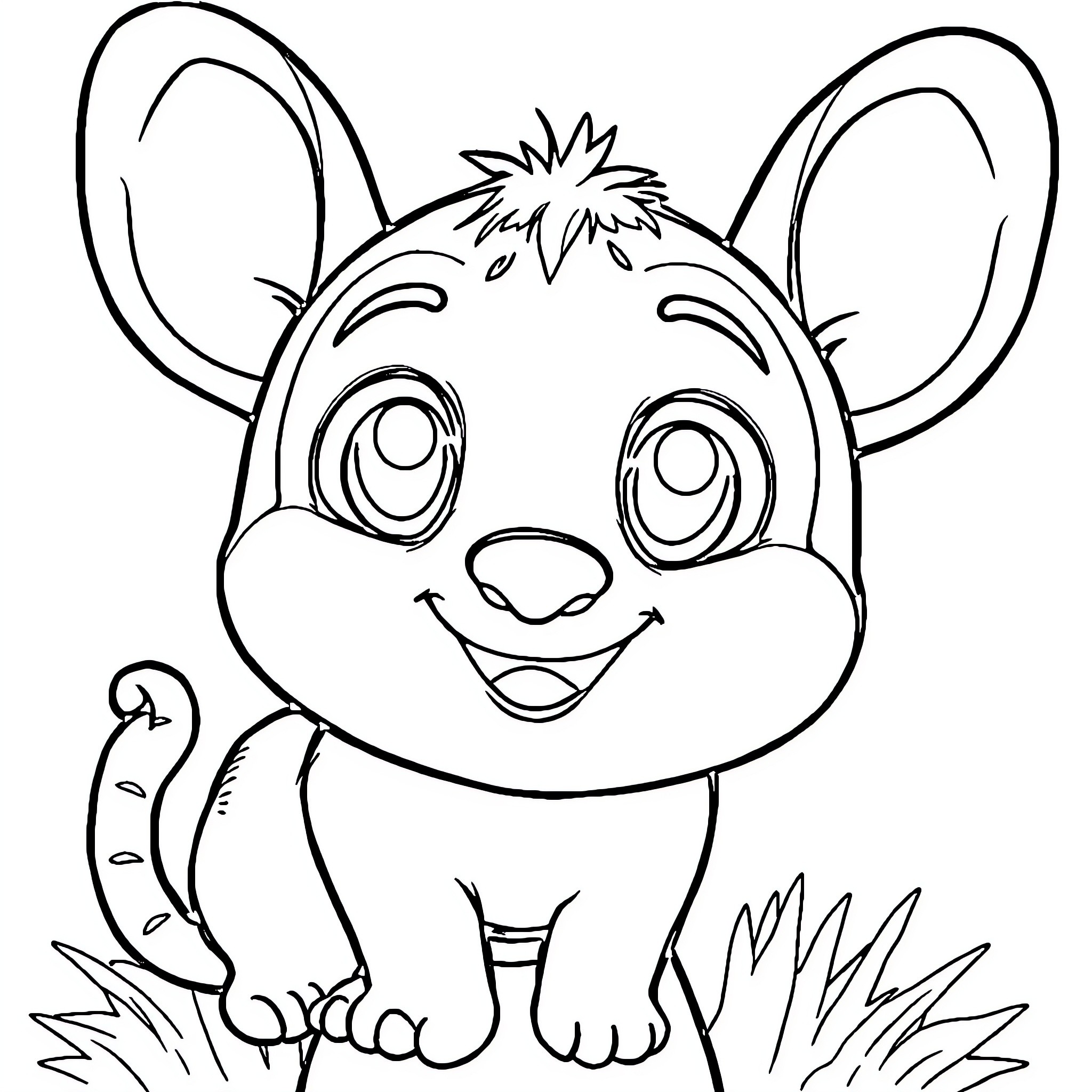 Labubu the friendly animal with big ears Coloring Page (free black-and-white line drawing printable PDF for all, from beginners to advanced learners, including children, teens, adults, and seniors)