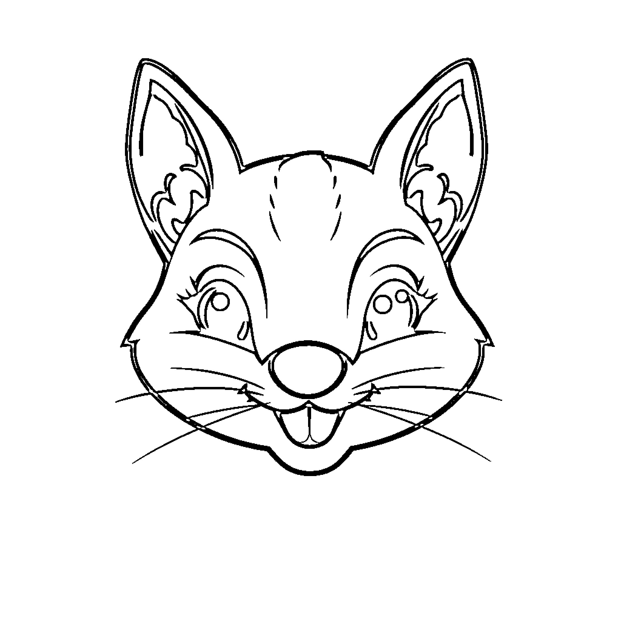 Squirrel's Cheerful Expression Coloring Page (free black-and-white line drawing printable PDF for all, from beginners to advanced learners, including children, teens, adults, and seniors)