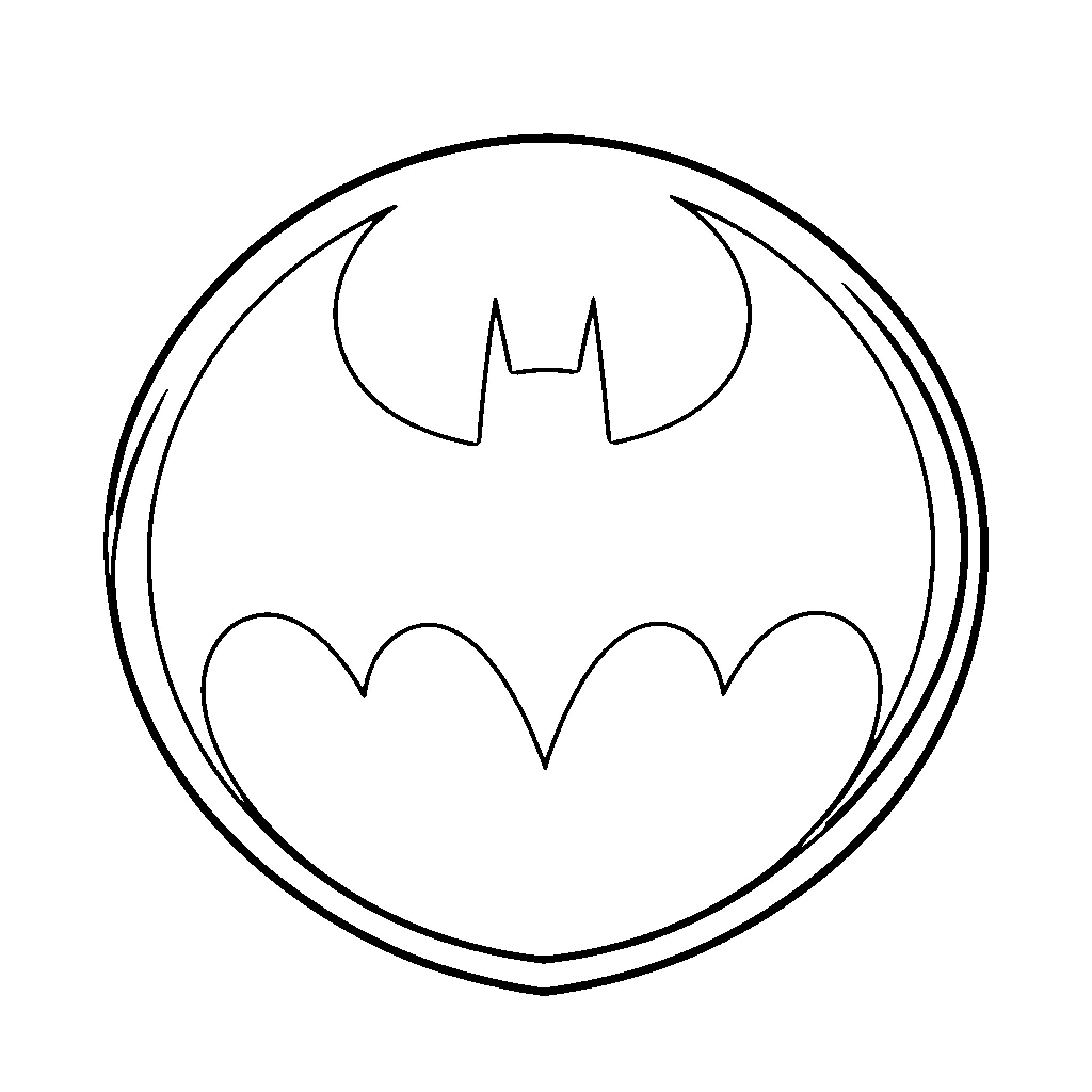 Batman symbol in a simple outline Coloring Page (free black-and-white line drawing printable PDF for all, from beginners to advanced learners, including children, teens, adults, and seniors)