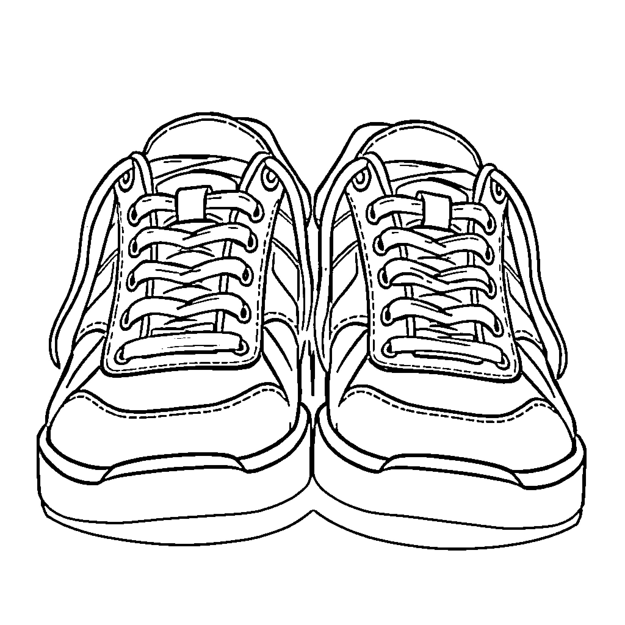 nk Pair of sneakers on white background Coloring Page (free black-and-white line drawing printable PDF for all, from beginners to advanced learners, including children, teens, adults, and seniors)