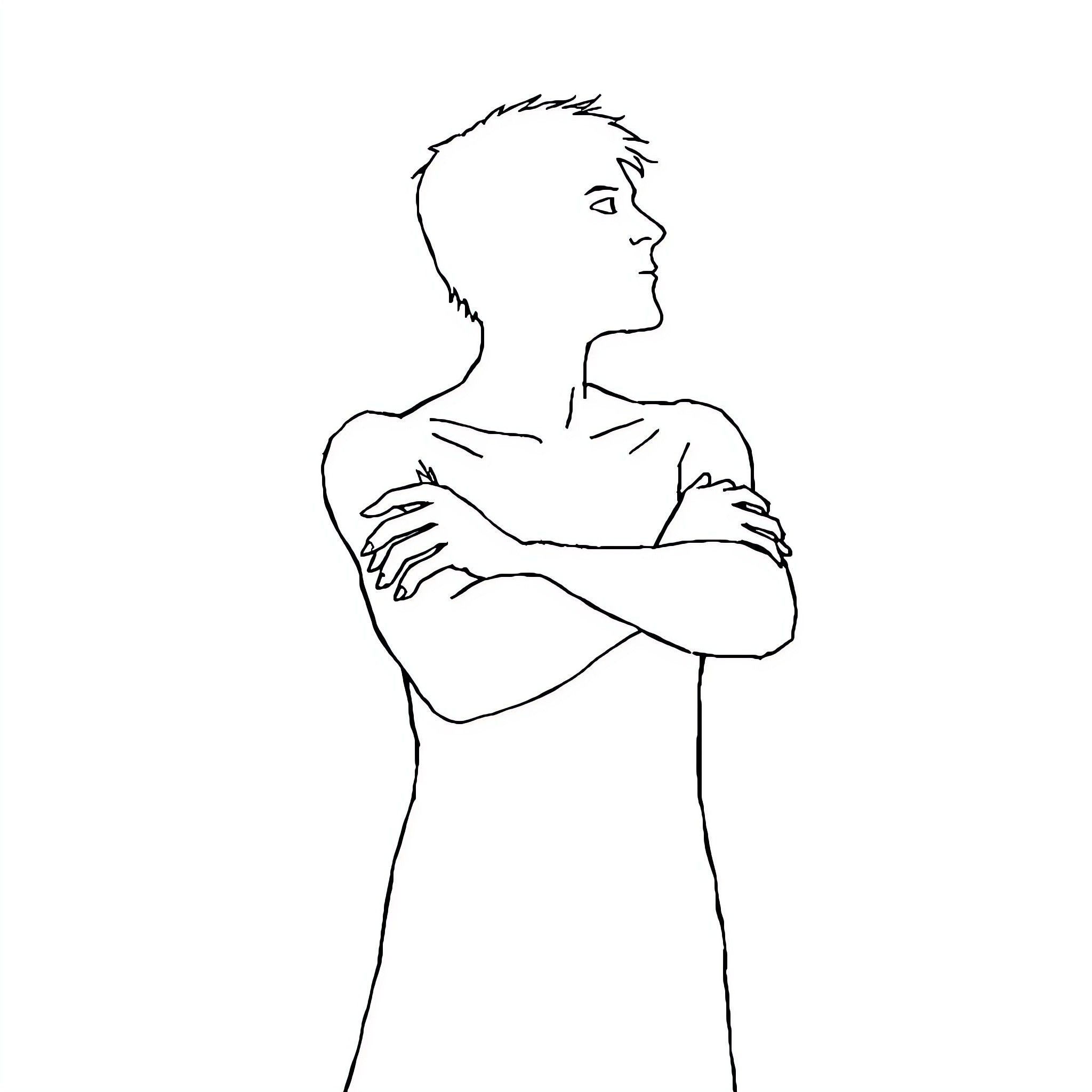 Shadow figure in contemplative pose Coloring Page (free black-and-white line drawing printable PDF for all, from beginners to advanced learners, including children, teens, adults, and seniors)