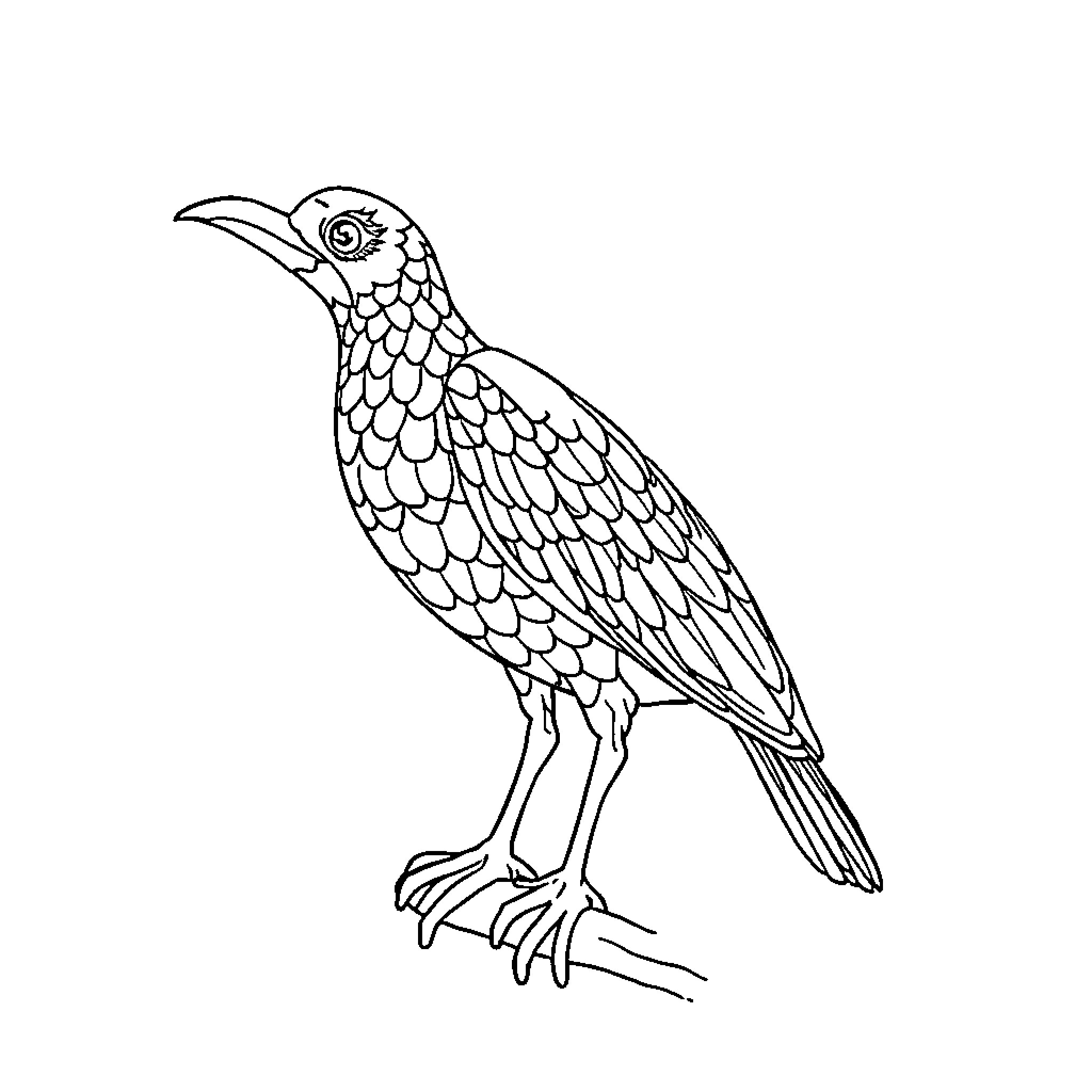 بتمن رنگ آمیزی پرنده تزیینی Coloring Page (free black-and-white line drawing printable PDF for all, from beginners to advanced learners, including children, teens, adults, and seniors)