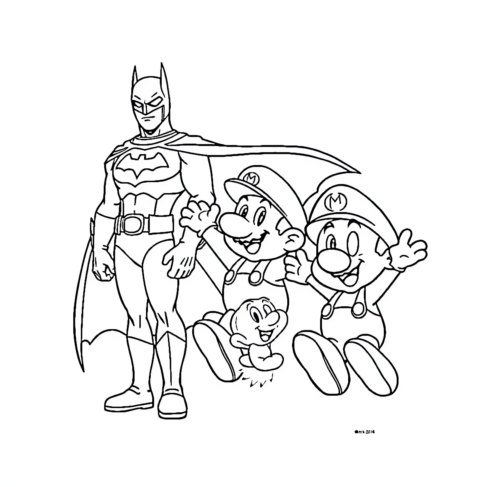 Character heroes in comic book style illustration Coloring Page (free black-and-white line drawing printable PDF for all, from beginners to advanced learners, including children, teens, adults, and seniors)