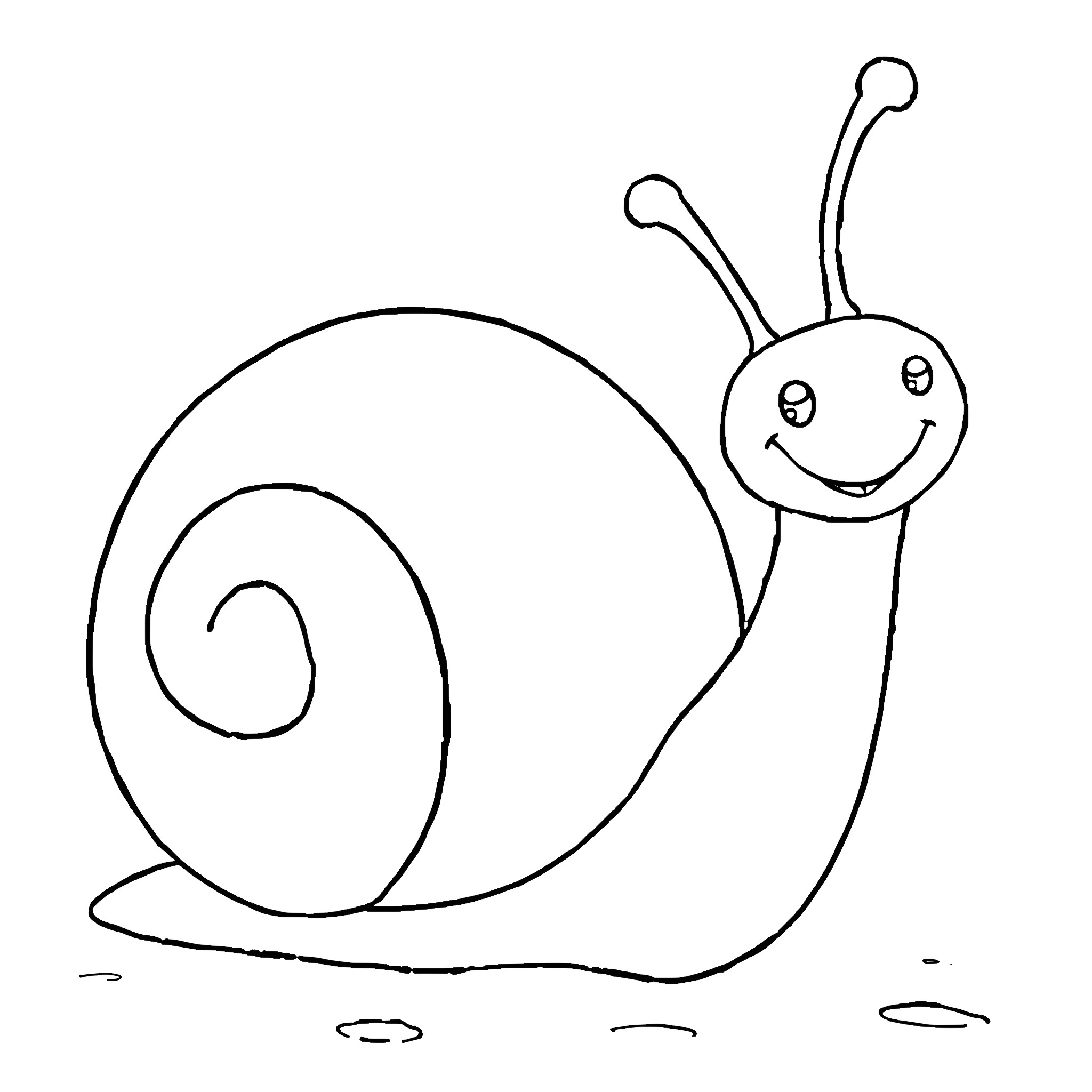 Snail happily exploring the outdoors Coloring Page (free black-and-white line drawing printable PDF for all, from beginners to advanced learners, including children, teens, adults, and seniors)