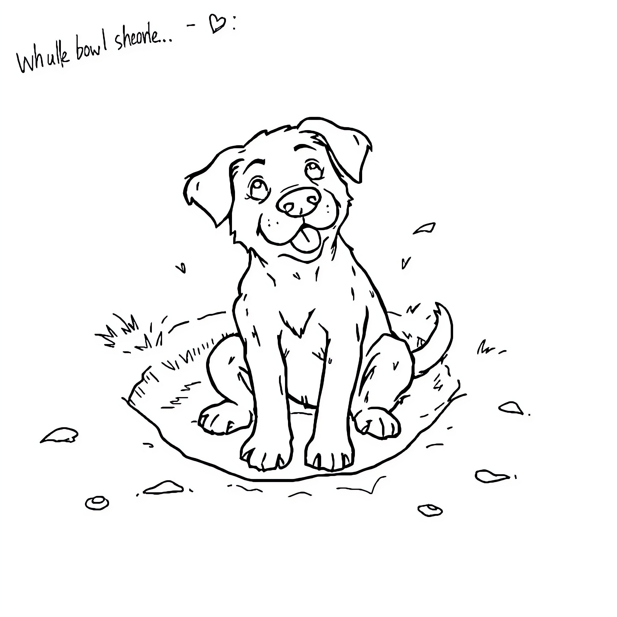 Dog joyfully splashing in puddles Coloring Page (free black-and-white line drawing printable PDF for all, from beginners to advanced learners, including children, teens, adults, and seniors)