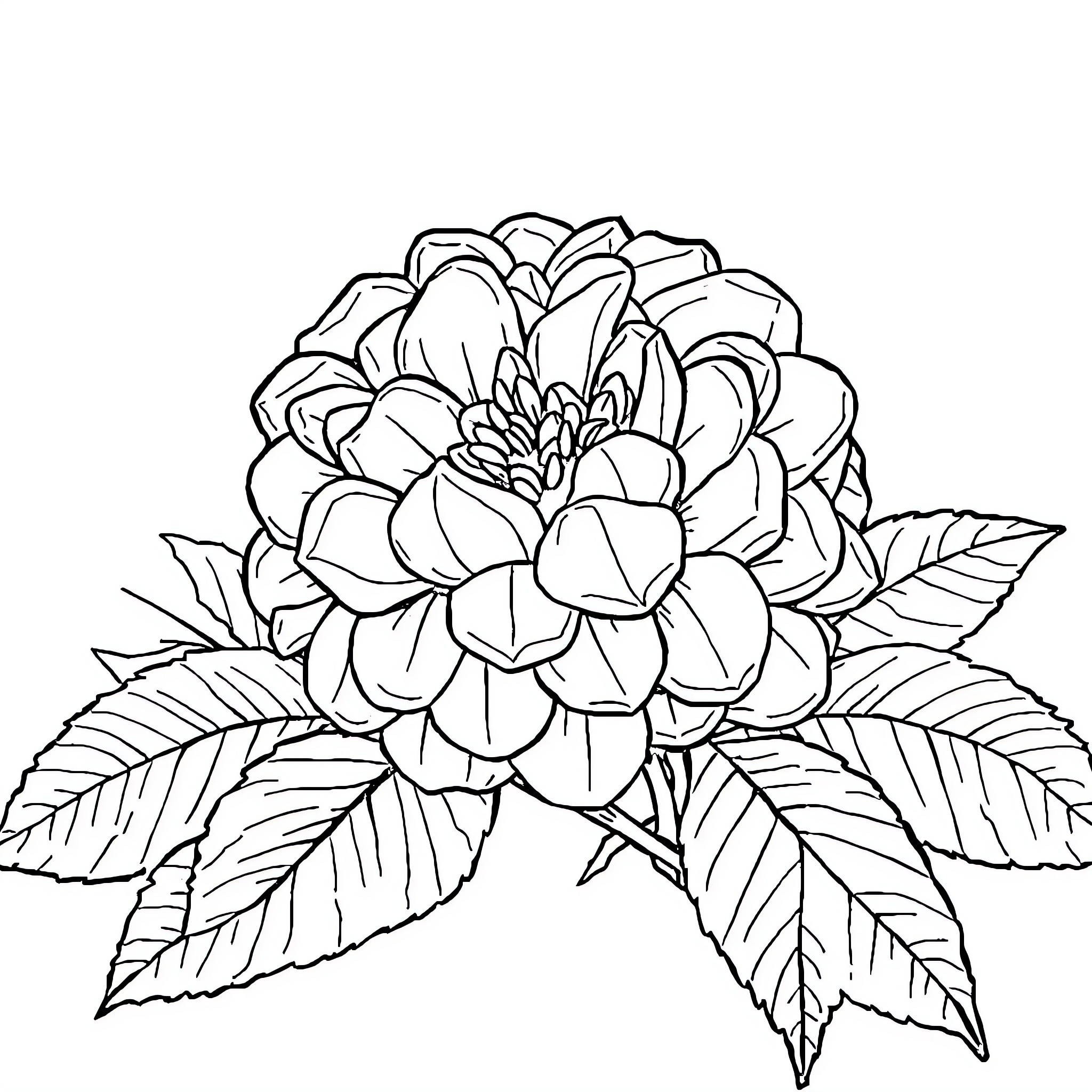Fruit Flower Bouquet with Leaves Coloring Page (free black-and-white line drawing printable PDF for all, from beginners to advanced learners, including children, teens, adults, and seniors)