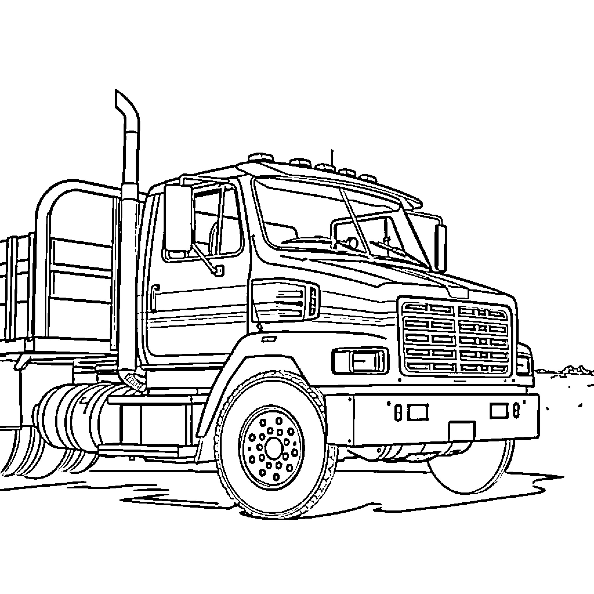 Dodge Truck Ready for Heavy Duty Work Coloring Page (free black-and-white line drawing printable PDF for all, from beginners to advanced learners, including children, teens, adults, and seniors)