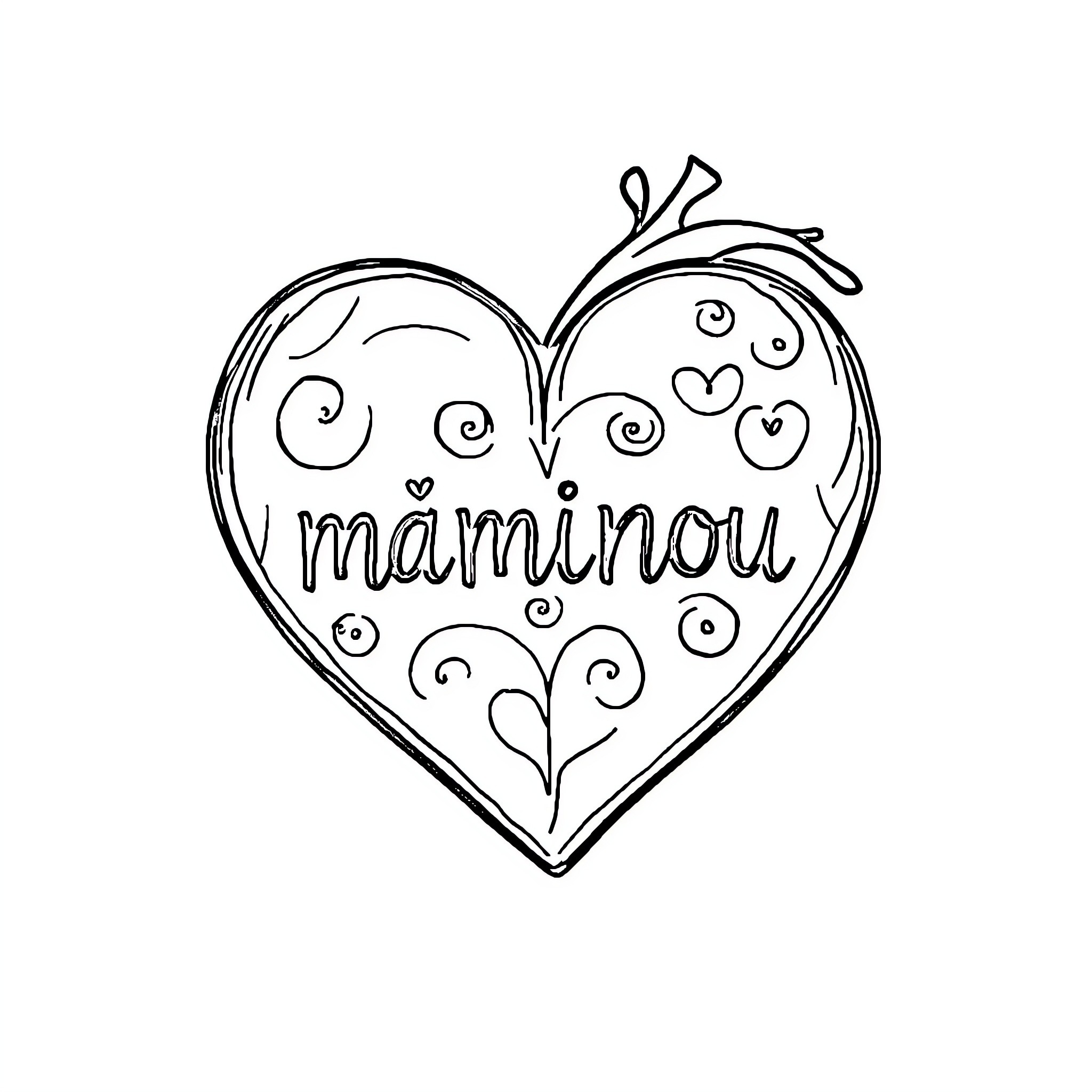 Heart with Loving Expressions Coloring Page (free black-and-white line drawing printable PDF for all, from beginners to advanced learners, including children, teens, adults, and seniors)