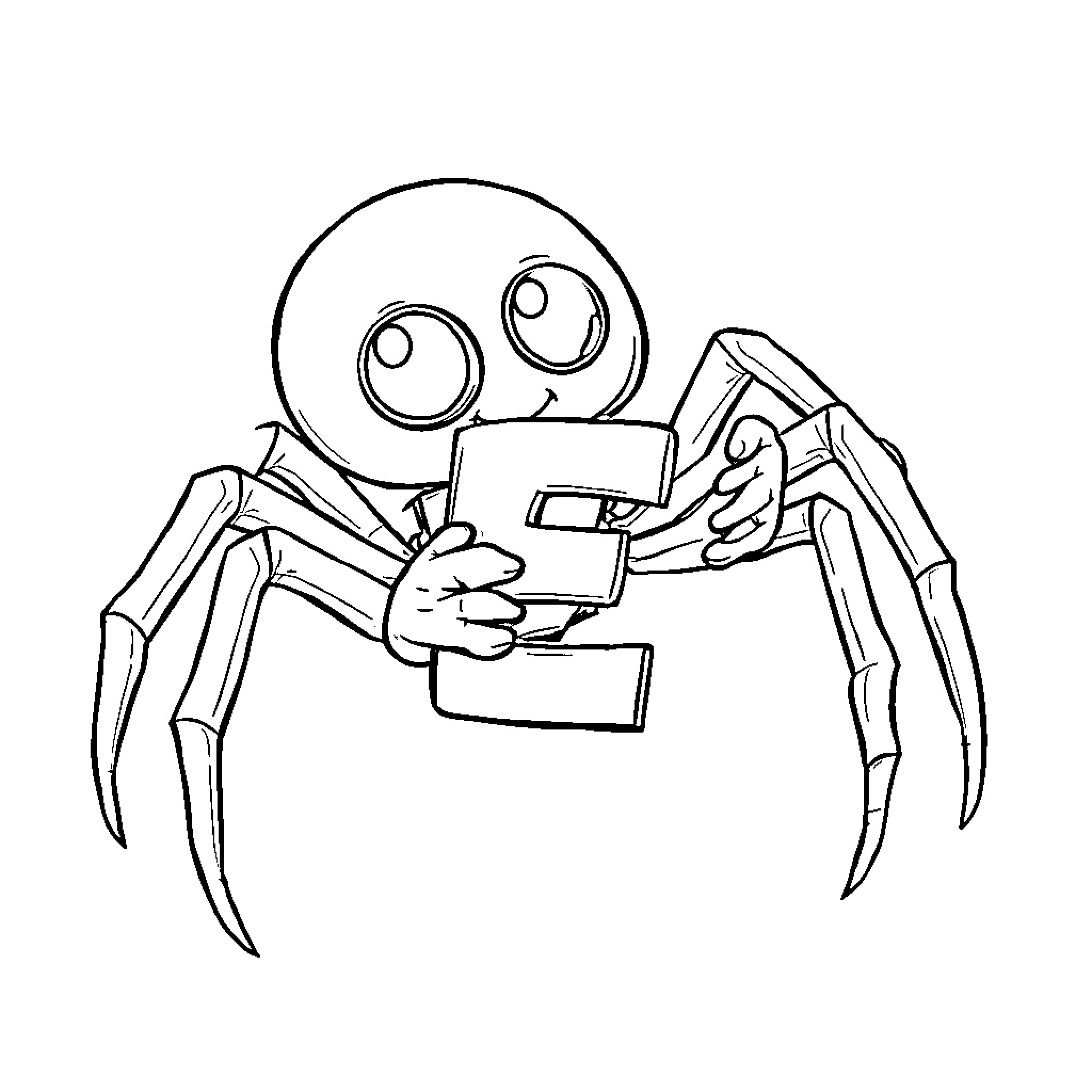 Ghost Spider playing video game controller Coloring Page (free black-and-white line drawing printable PDF for all, from beginners to advanced learners, including children, teens, adults, and seniors)