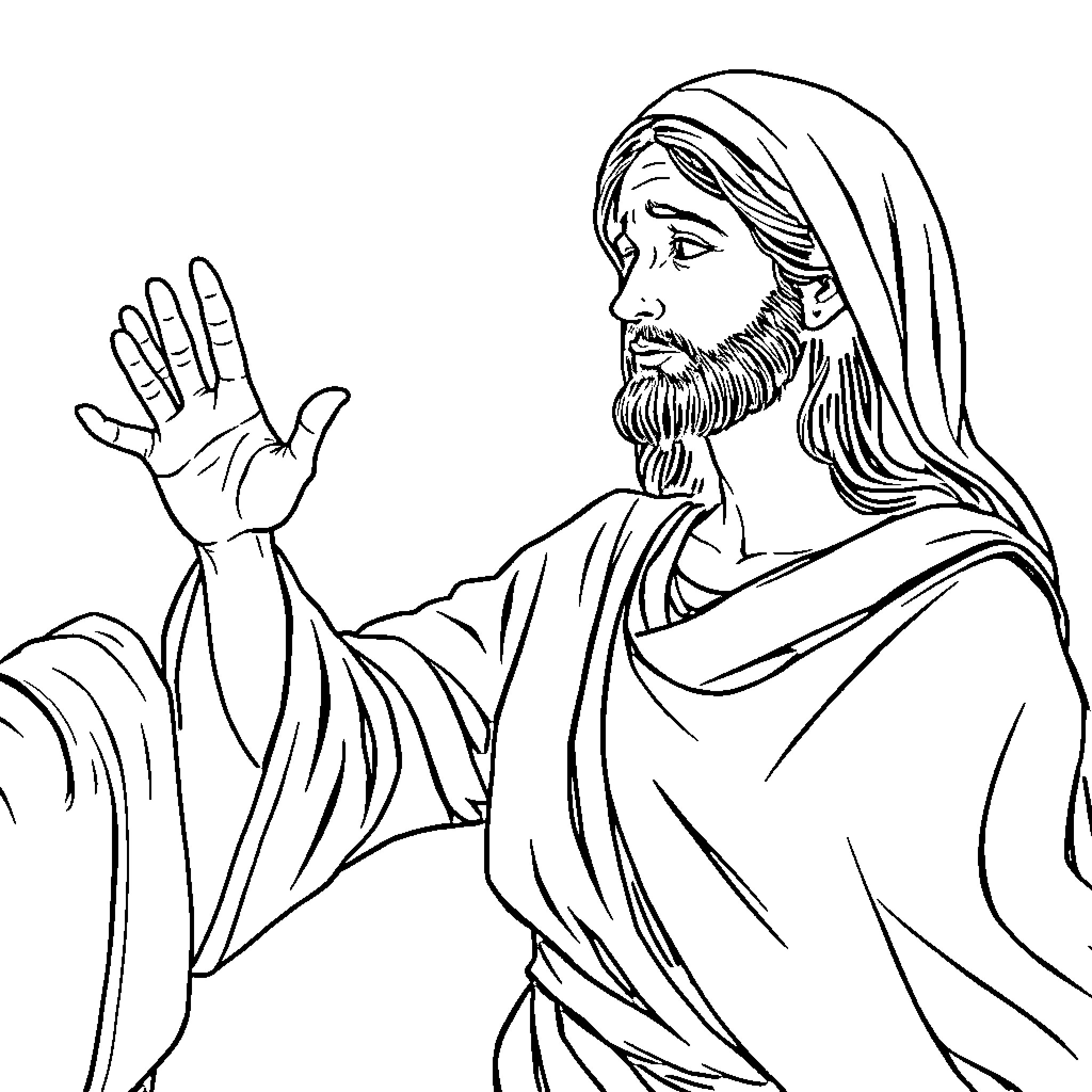 Woman in Contemplative Pose Coloring Page (free black-and-white line drawing printable PDF for all, from beginners to advanced learners, including children, teens, adults, and seniors)