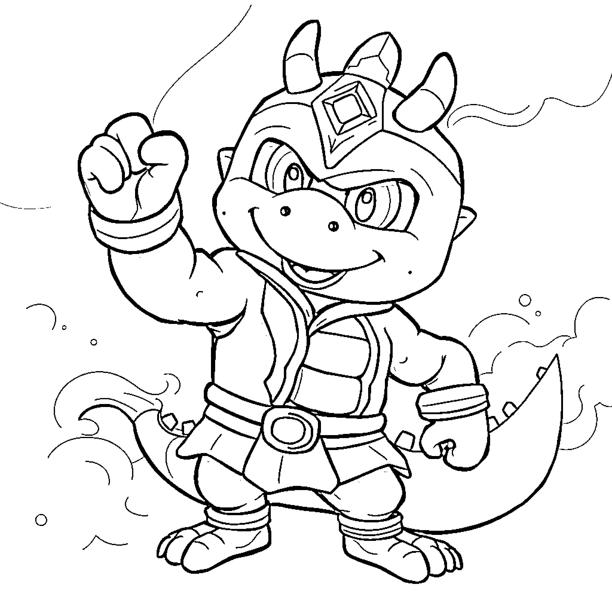 Vegueta Adventurous Dinosaur Explores the Outdoors Coloring Page (free black-and-white line drawing printable PDF for all, from beginners to advanced learners, including children, teens, adults, and seniors)