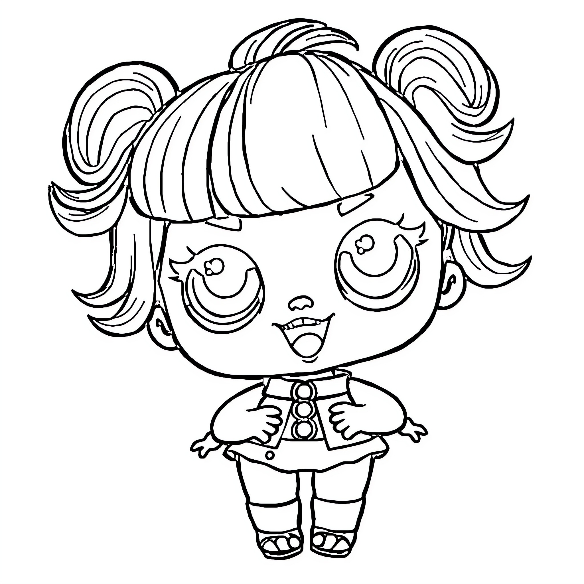 Lol Doll making funny expressions Coloring Page (free black-and-white line drawing printable PDF for all, from beginners to advanced learners, including children, teens, adults, and seniors)