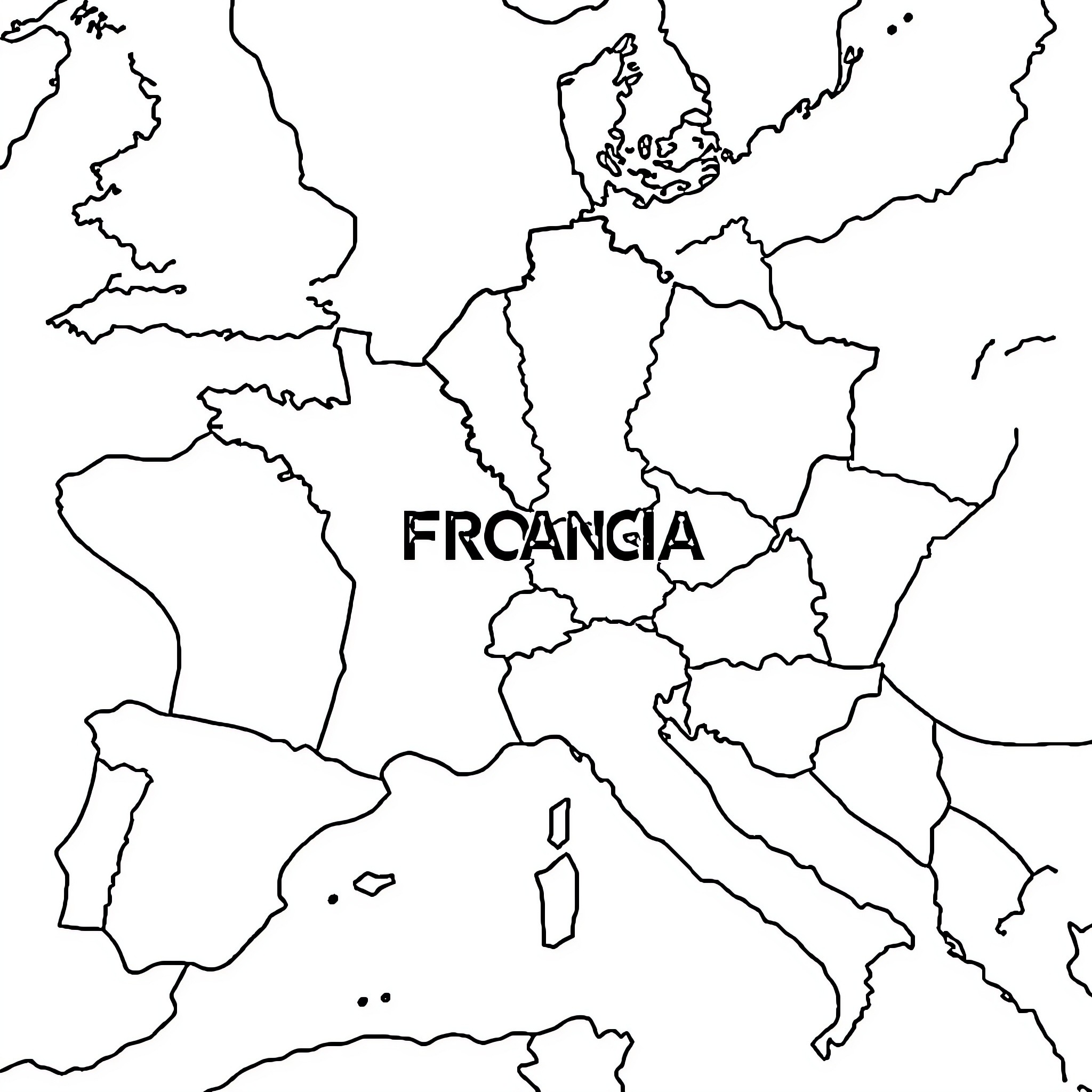 Map of regions in Frocancia Coloring Page (free black-and-white line drawing printable PDF for all, from beginners to advanced learners, including children, teens, adults, and seniors)