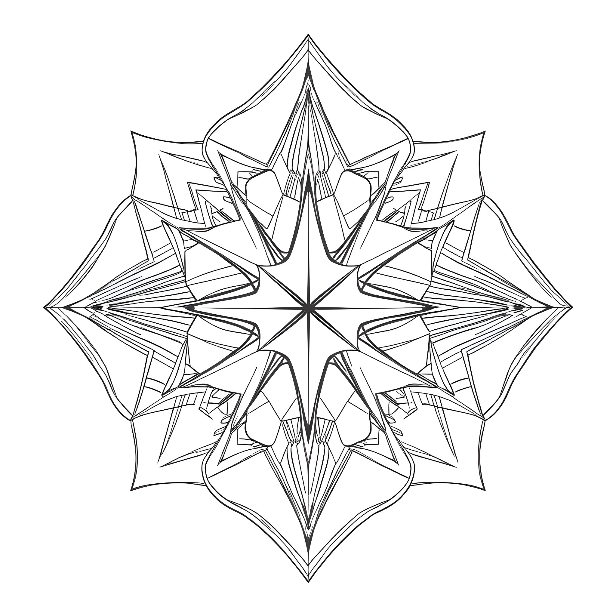 Pattern of intricate geometric shapes Coloring Page (free black-and-white line drawing printable PDF for all, from beginners to advanced learners, including children, teens, adults, and seniors)