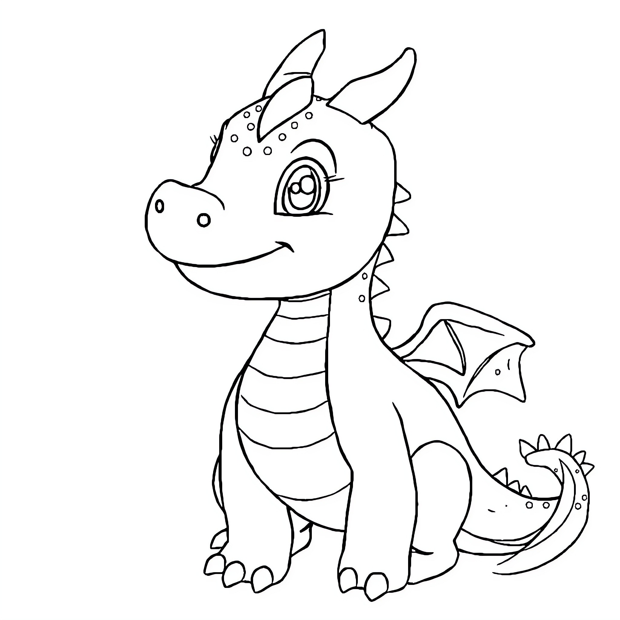 Bluy Dragon's Playful Antics Coloring Page (free black-and-white line drawing printable PDF for all, from beginners to advanced learners, including children, teens, adults, and seniors)