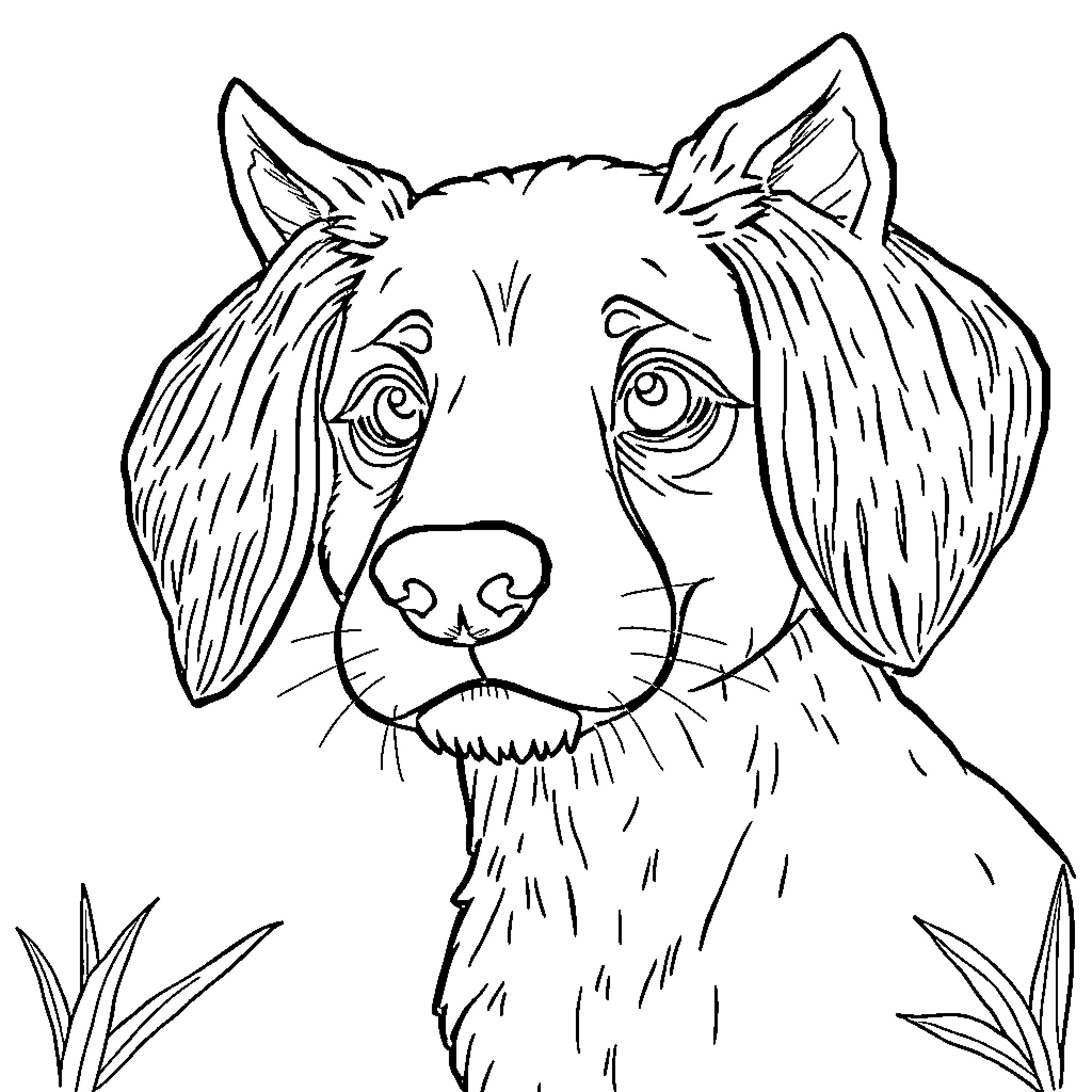 Feeline Canine Companion in the Wild Coloring Page (free black-and-white line drawing printable PDF for all, from beginners to advanced learners, including children, teens, adults, and seniors)