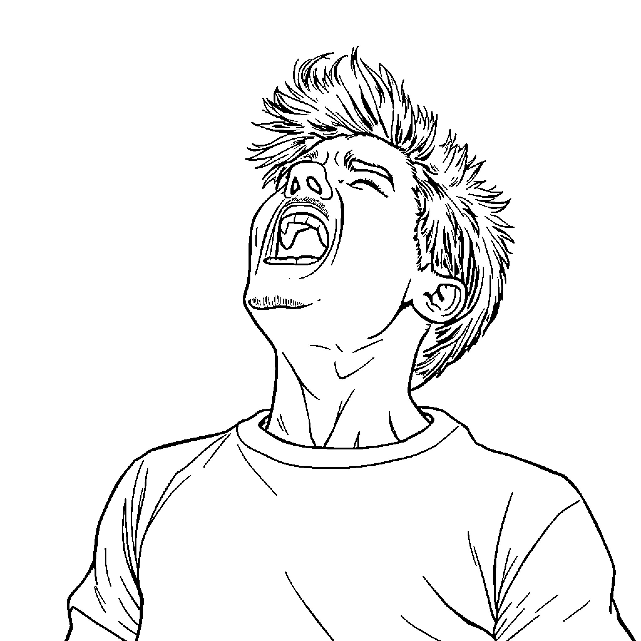 Hombre with Expressive Facial Features Coloring Page (free black-and-white line drawing printable PDF for all, from beginners to advanced learners, including children, teens, adults, and seniors)