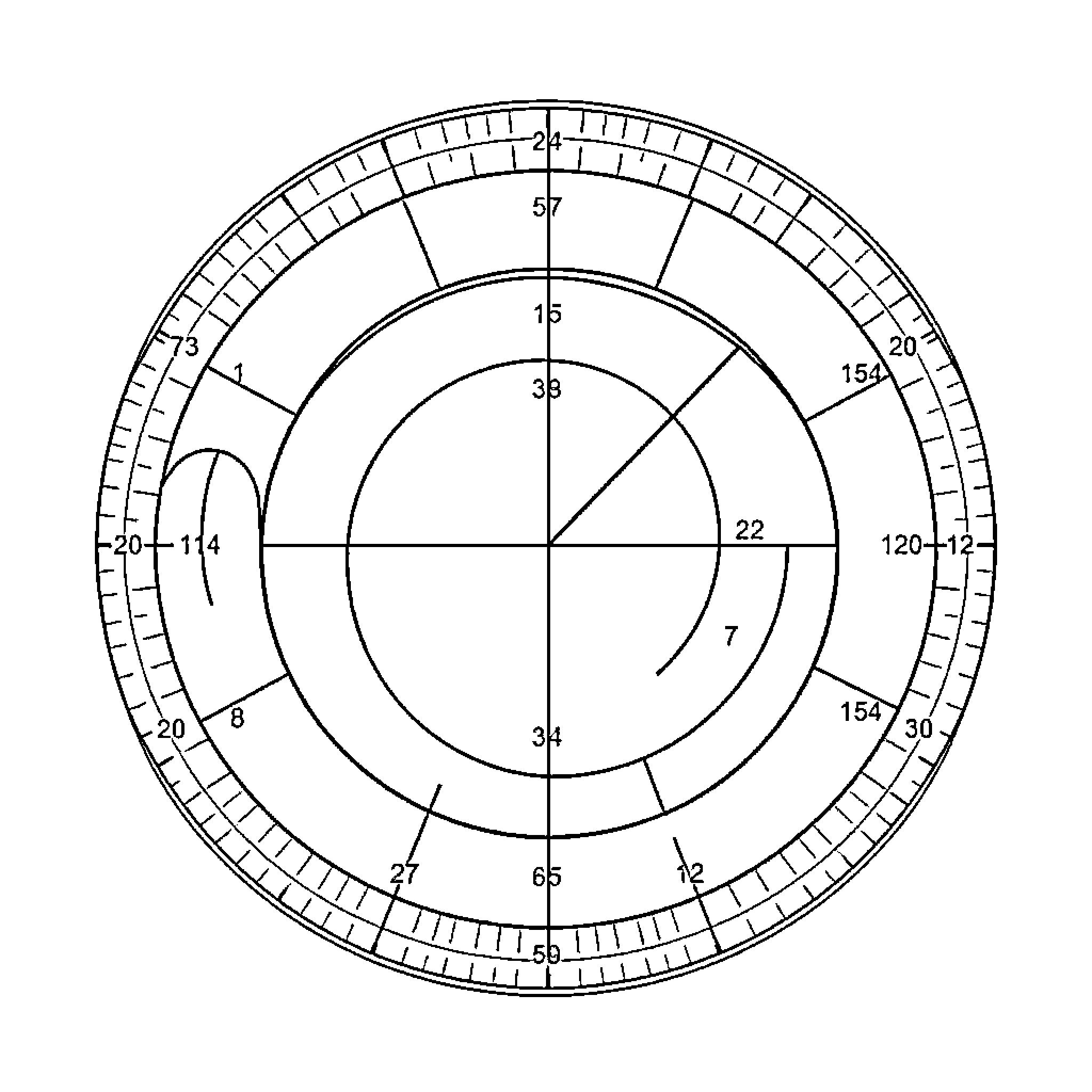 Ratio of angles and measurements on a circular scale Coloring Page (free black-and-white line drawing printable PDF for all, from beginners to advanced learners, including children, teens, adults, and seniors)