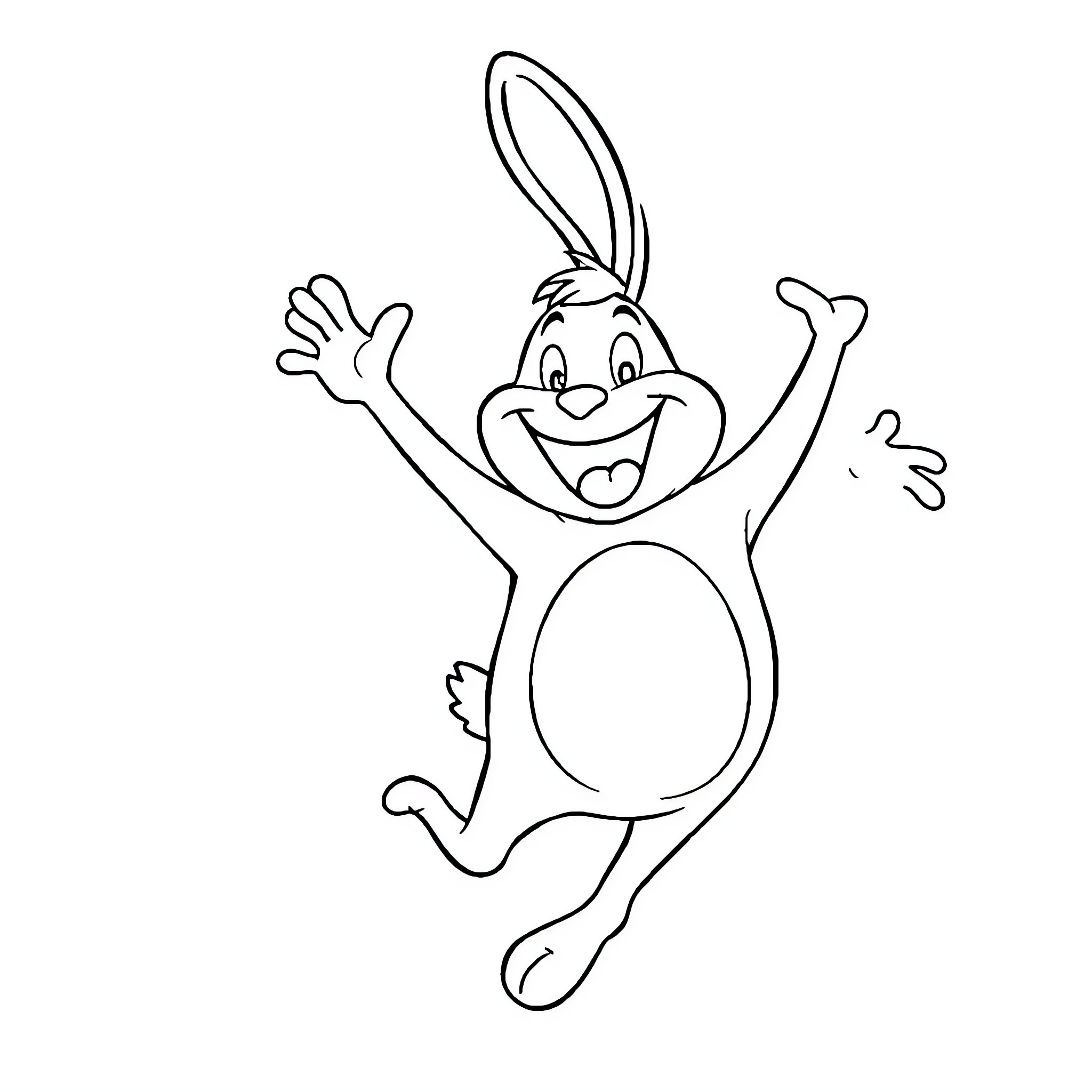 Dunky the Joyful Rabbit's Playful Antics Coloring Page (free black-and-white line drawing printable PDF for all, from beginners to advanced learners, including children, teens, adults, and seniors)