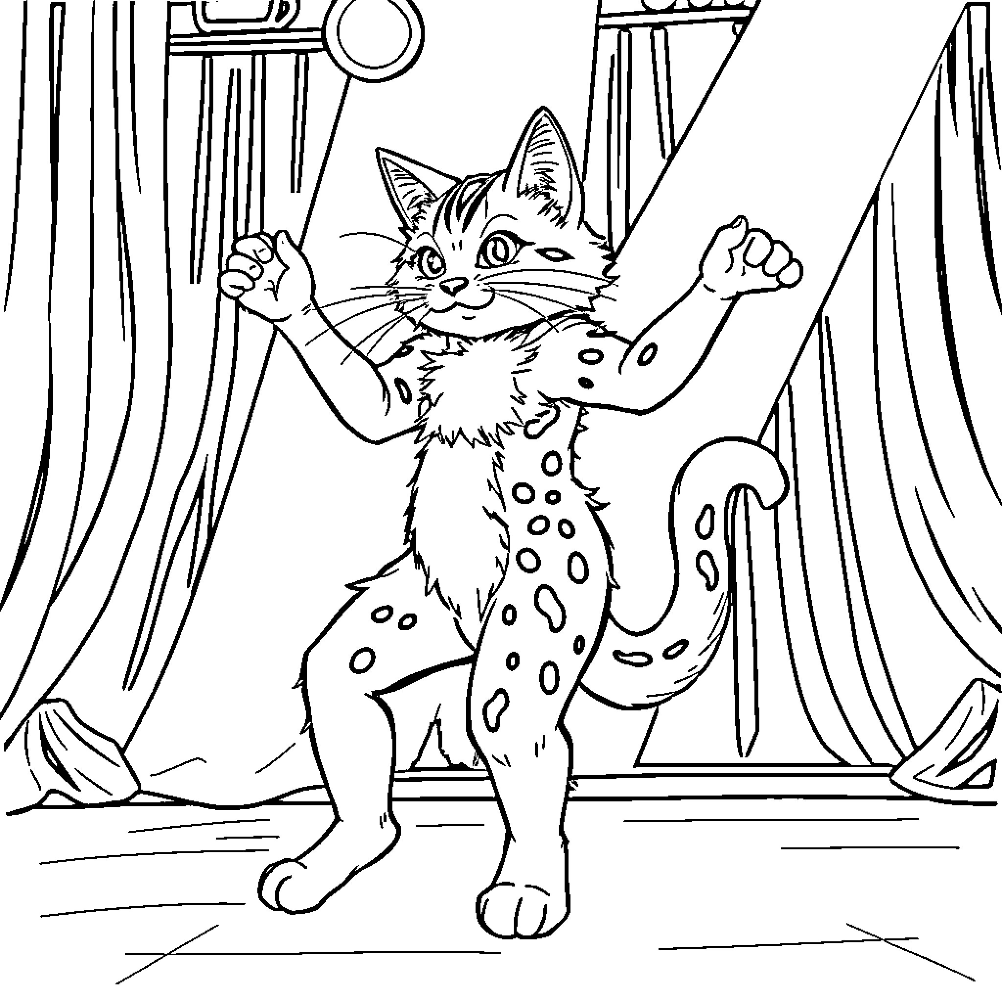 Katseye's Theatrical Performance Coloring Page (free black-and-white line drawing printable PDF for all, from beginners to advanced learners, including children, teens, adults, and seniors)