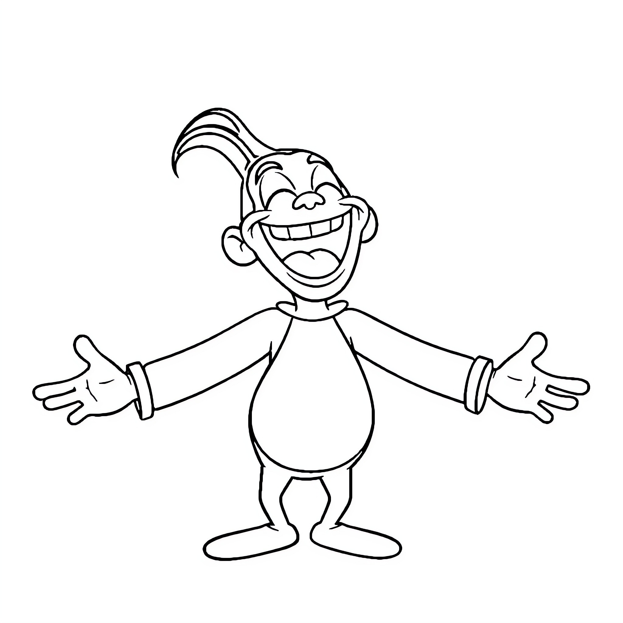 Mojo Jojo's Joyful Antics Coloring Page (free black-and-white line drawing printable PDF for all, from beginners to advanced learners, including children, teens, adults, and seniors)