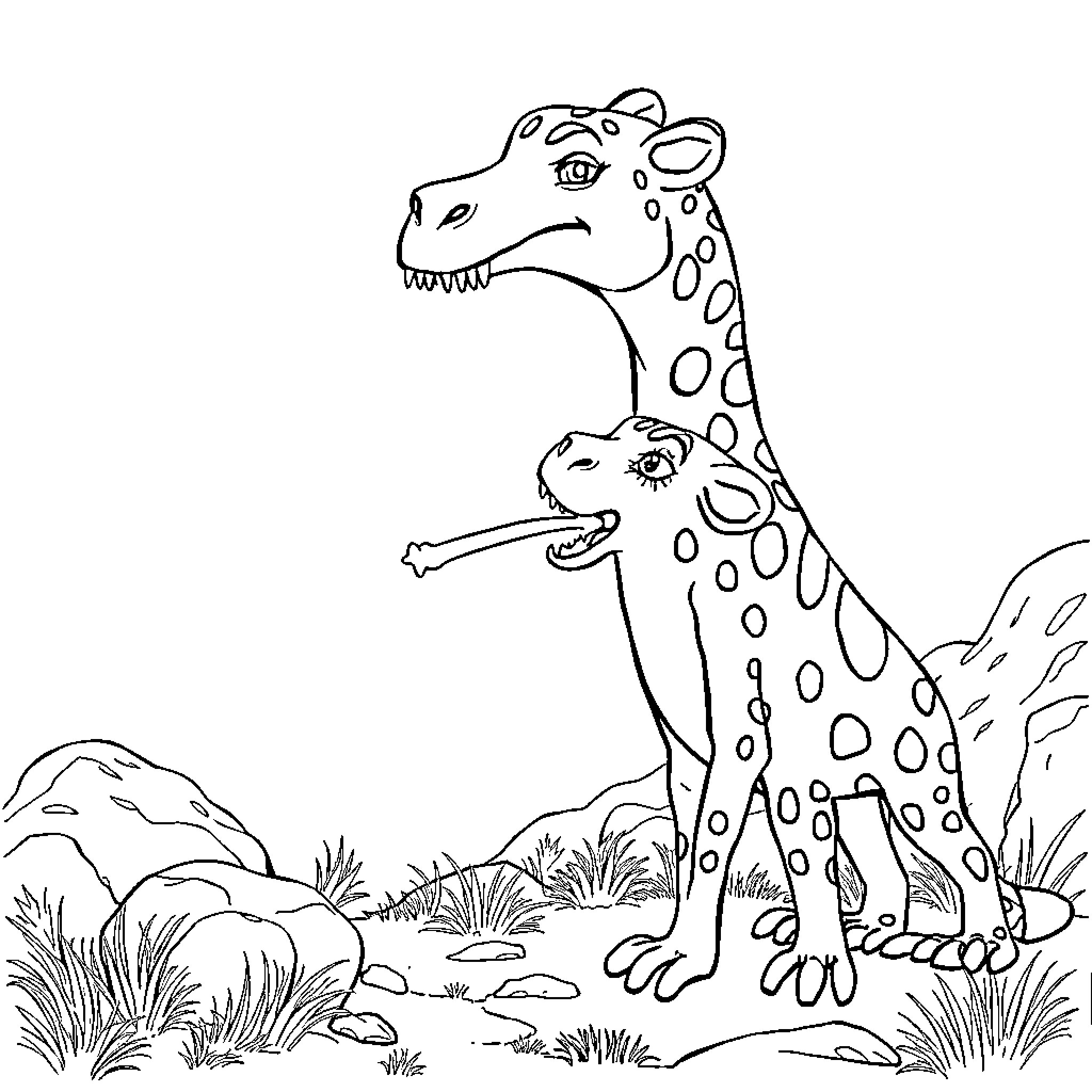 Scar standing with a spotted animal in the wild Coloring Page (free black-and-white line drawing printable PDF for all, from beginners to advanced learners, including children, teens, adults, and seniors)