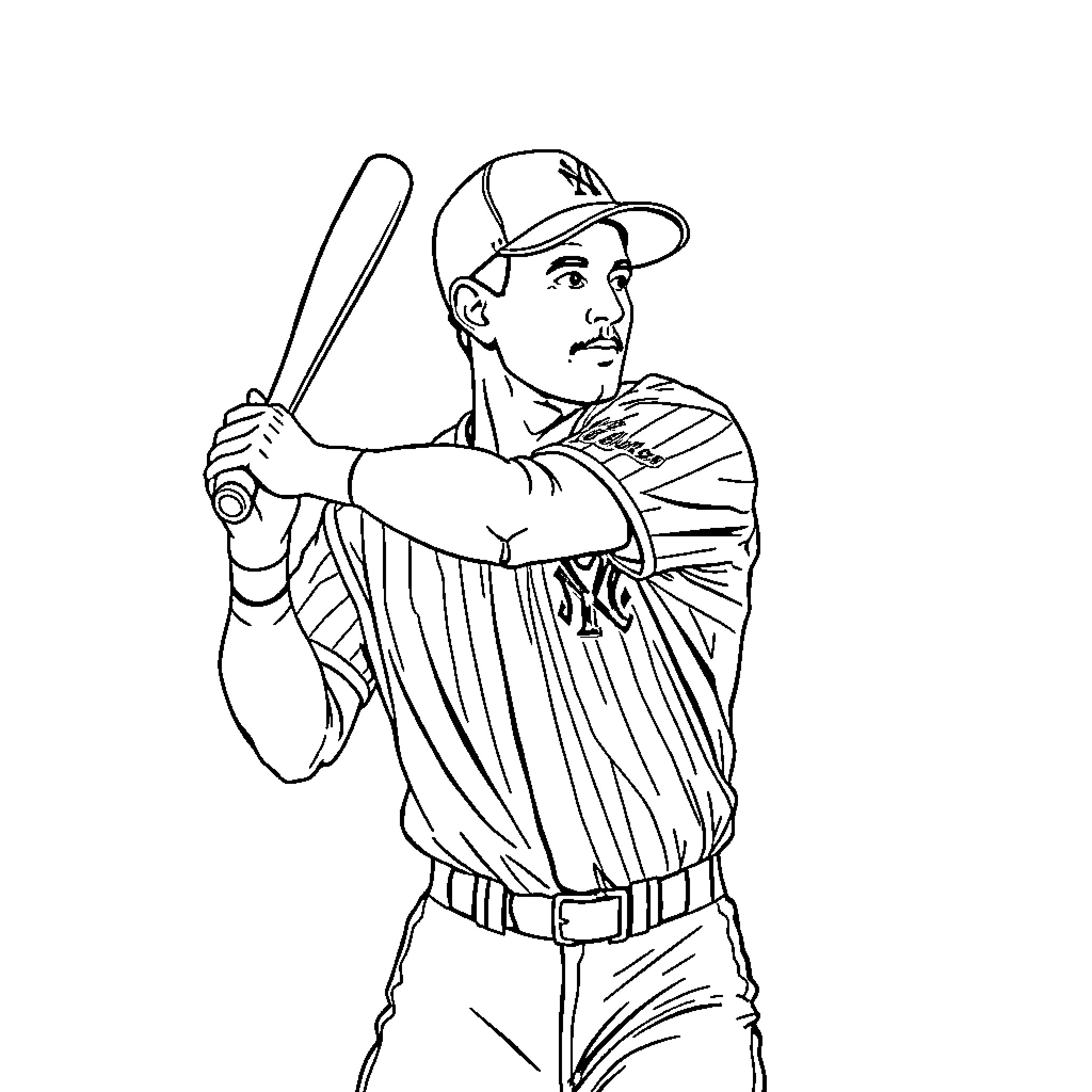 Jim Fregosi, baseball player in batting stance Coloring Page (free black-and-white line drawing printable PDF for all, from beginners to advanced learners, including children, teens, adults, and seniors)