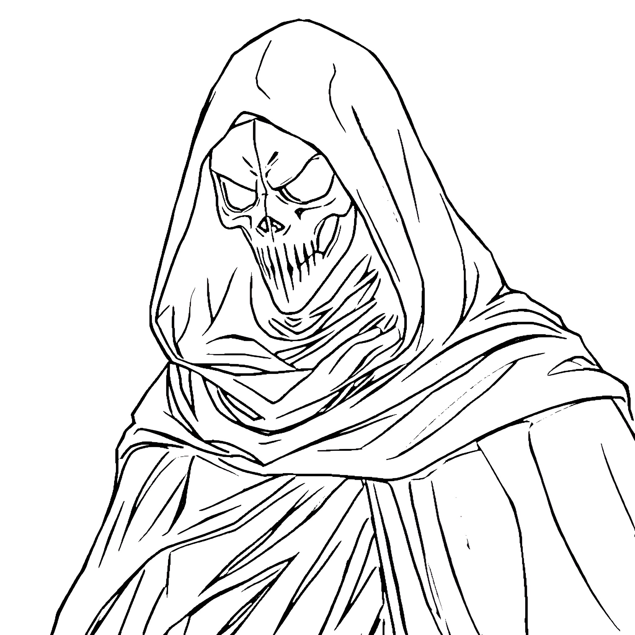 Darth Nihilus, the Fearsome Dark Lord Coloring Page (free black-and-white line drawing printable PDF for all, from beginners to advanced learners, including children, teens, adults, and seniors)