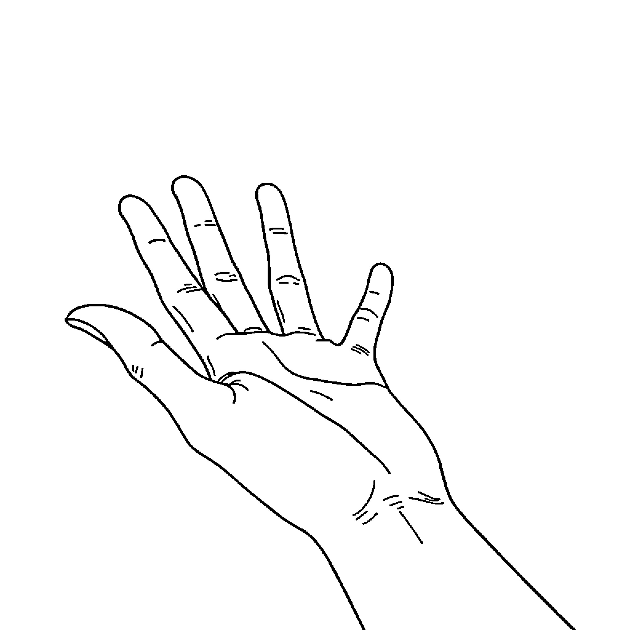 Hand gestures in outline Coloring Page (free black-and-white line drawing printable PDF for all, from beginners to advanced learners, including children, teens, adults, and seniors)