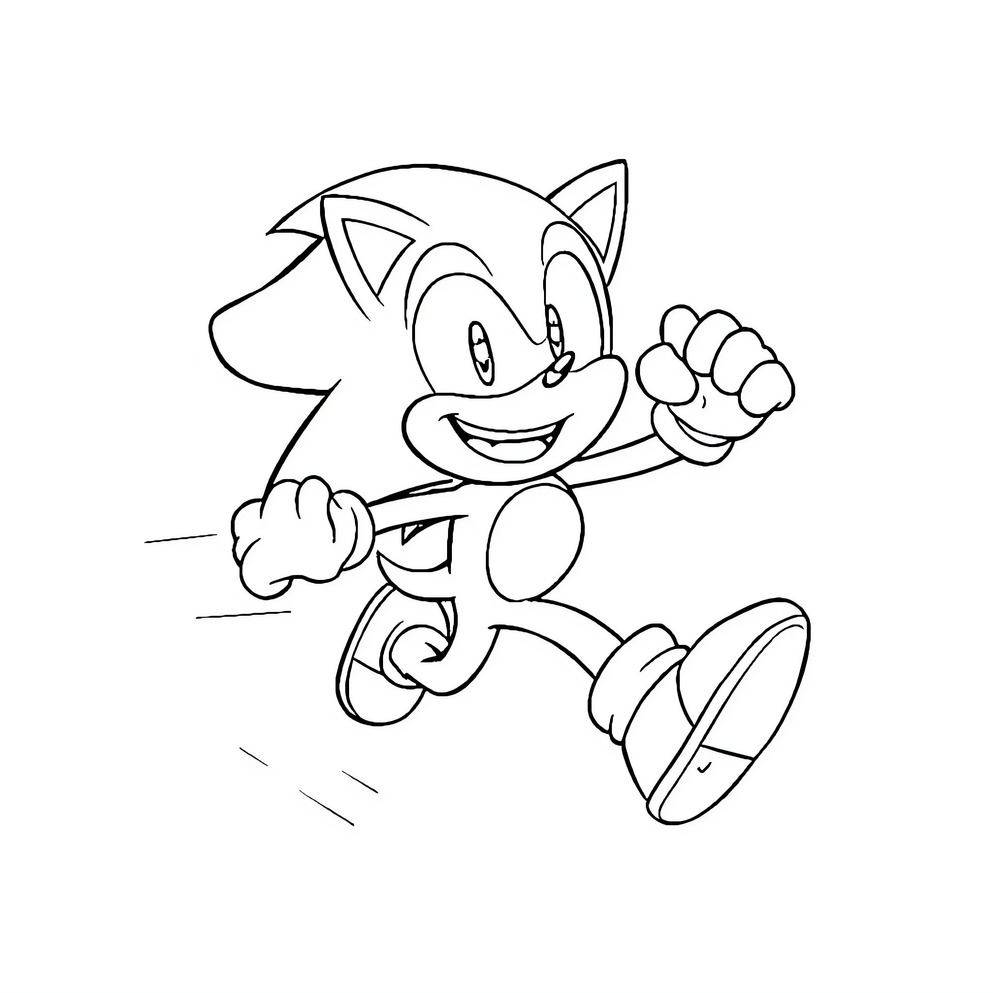 Sonic dashing with enthusiasm and energy Coloring Page (free black-and-white line drawing printable PDF for all, from beginners to advanced learners, including children, teens, adults, and seniors)