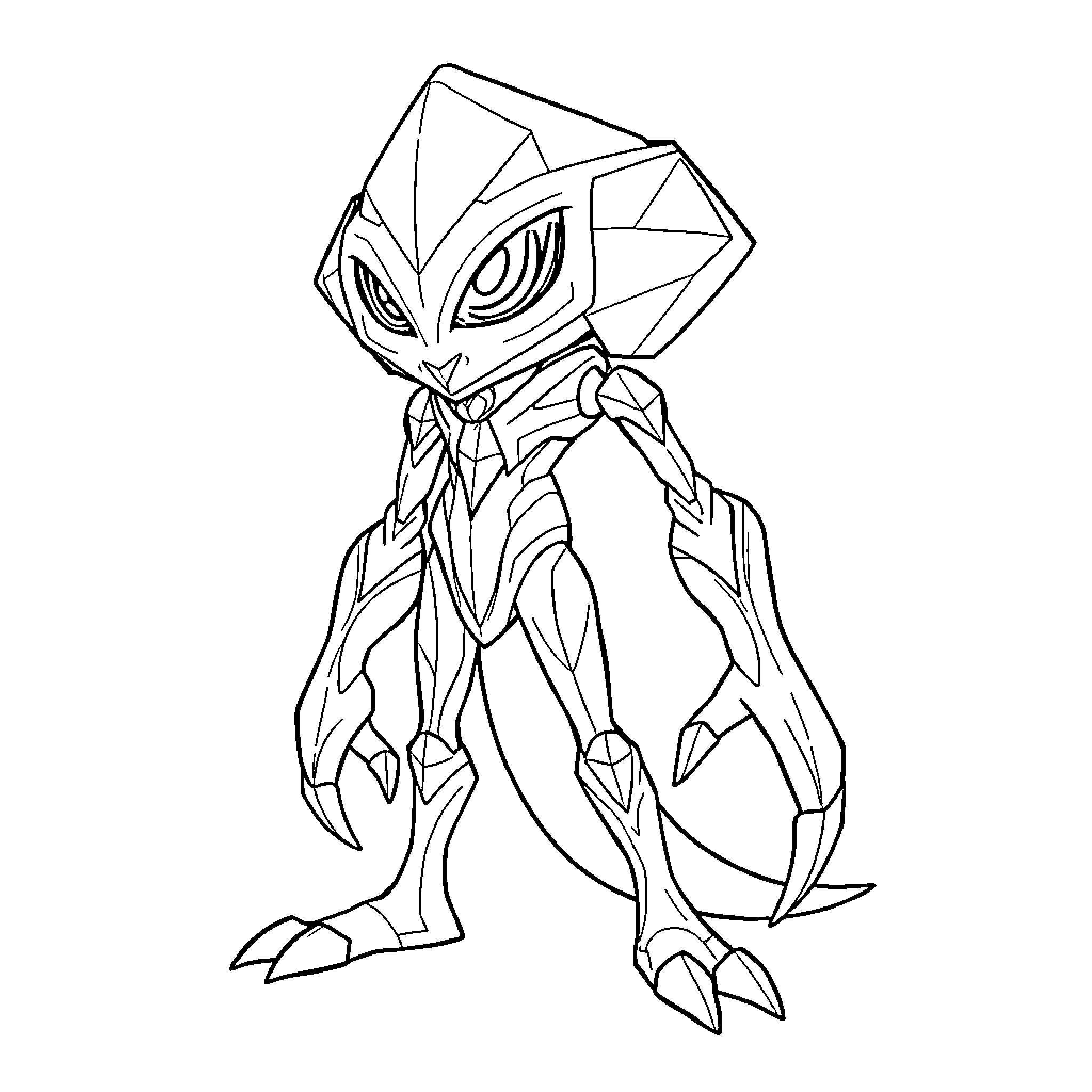 Alien robot with unusual appearance Coloring Page (free black-and-white line drawing printable PDF for all, from beginners to advanced learners, including children, teens, adults, and seniors)