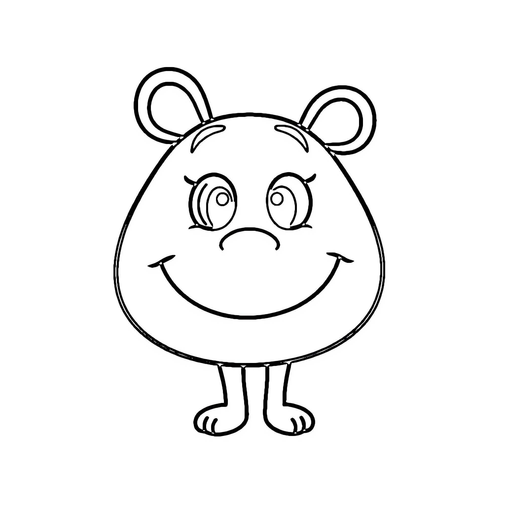 Draw Cute and Friendly Monster Character Coloring Page (free black-and-white line drawing printable PDF for all, from beginners to advanced learners, including children, teens, adults, and seniors)