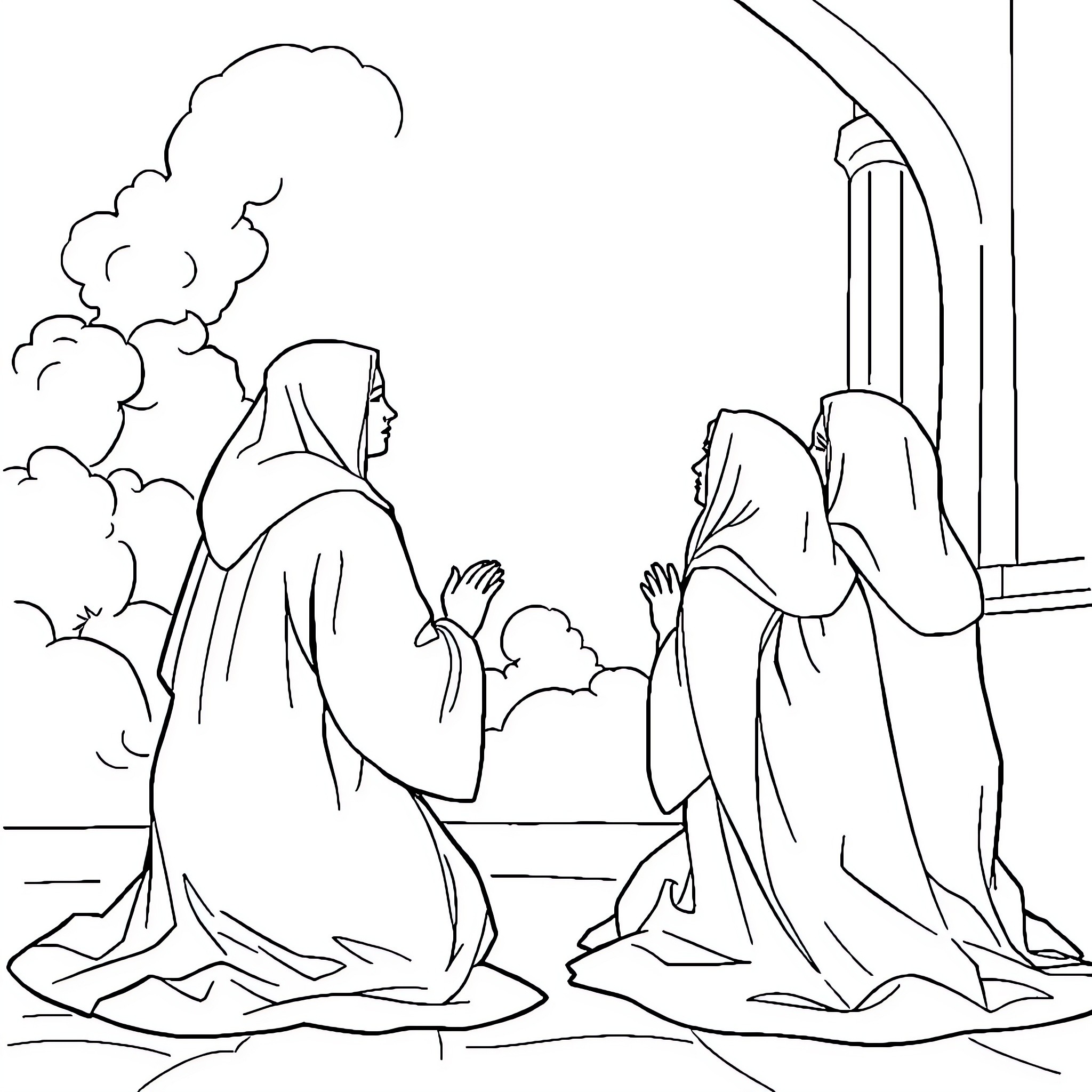 Justice Served in Quiet Reflection Coloring Page (free black-and-white line drawing printable PDF for all, from beginners to advanced learners, including children, teens, adults, and seniors)