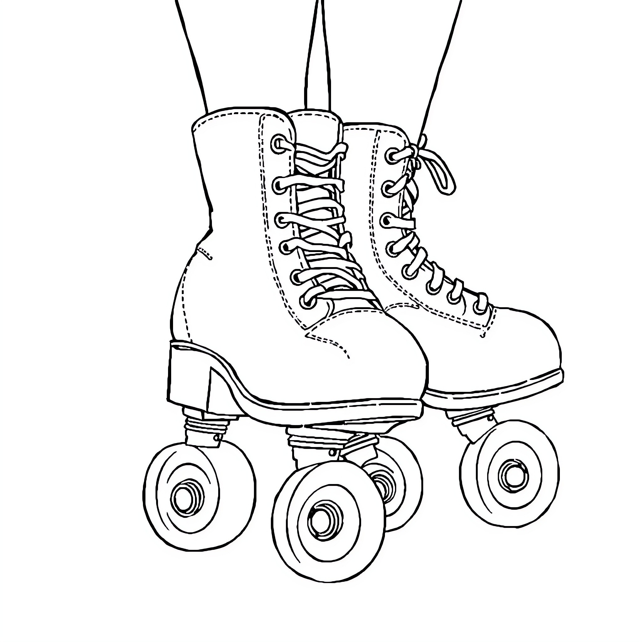 Patín on Wheels: Laced Roller Skates Coloring Page (free black-and-white line drawing printable PDF for all, from beginners to advanced learners, including children, teens, adults, and seniors)