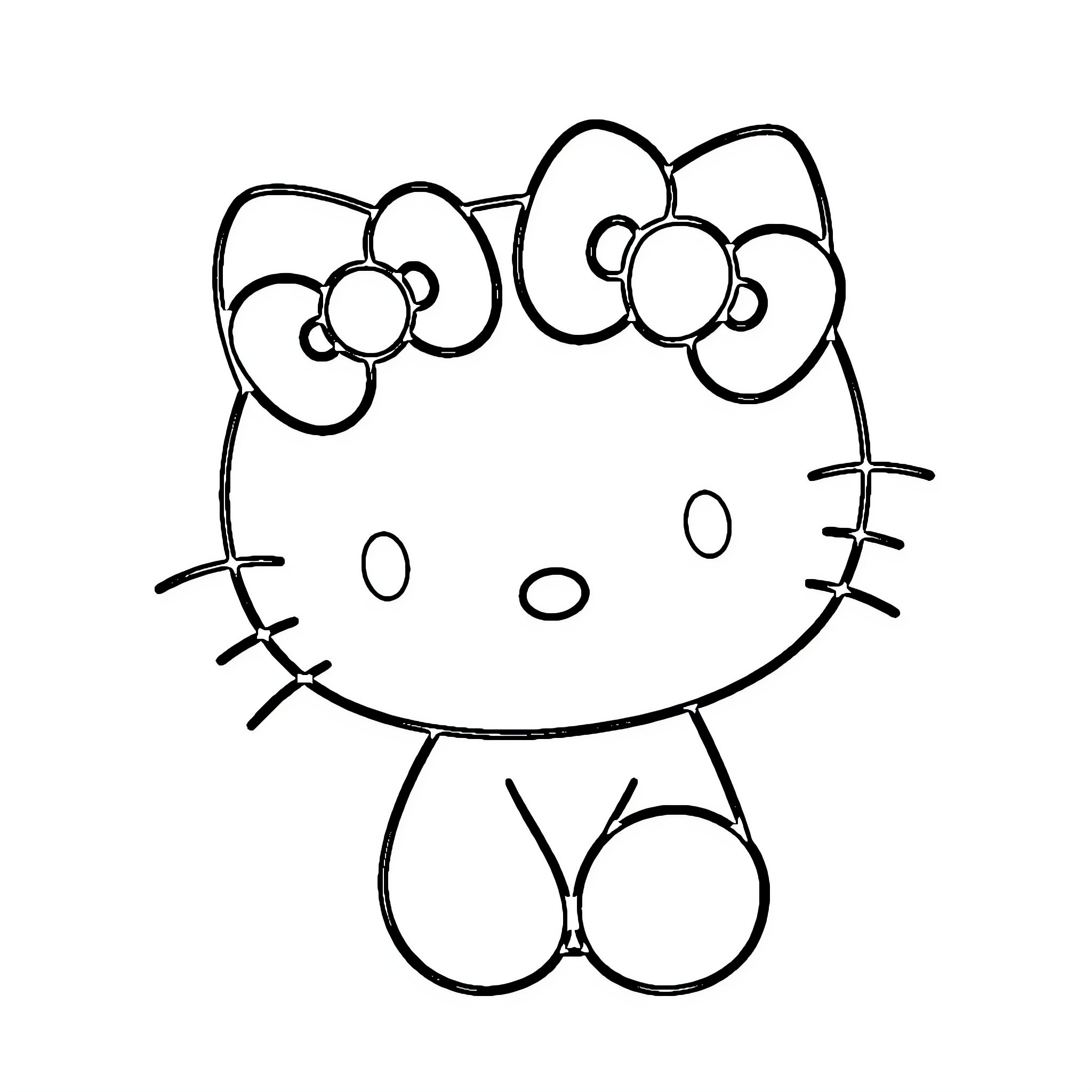 Hello Kitty simple line drawing Coloring Page (free black-and-white line drawing printable PDF for all, from beginners to advanced learners, including children, teens, adults, and seniors)