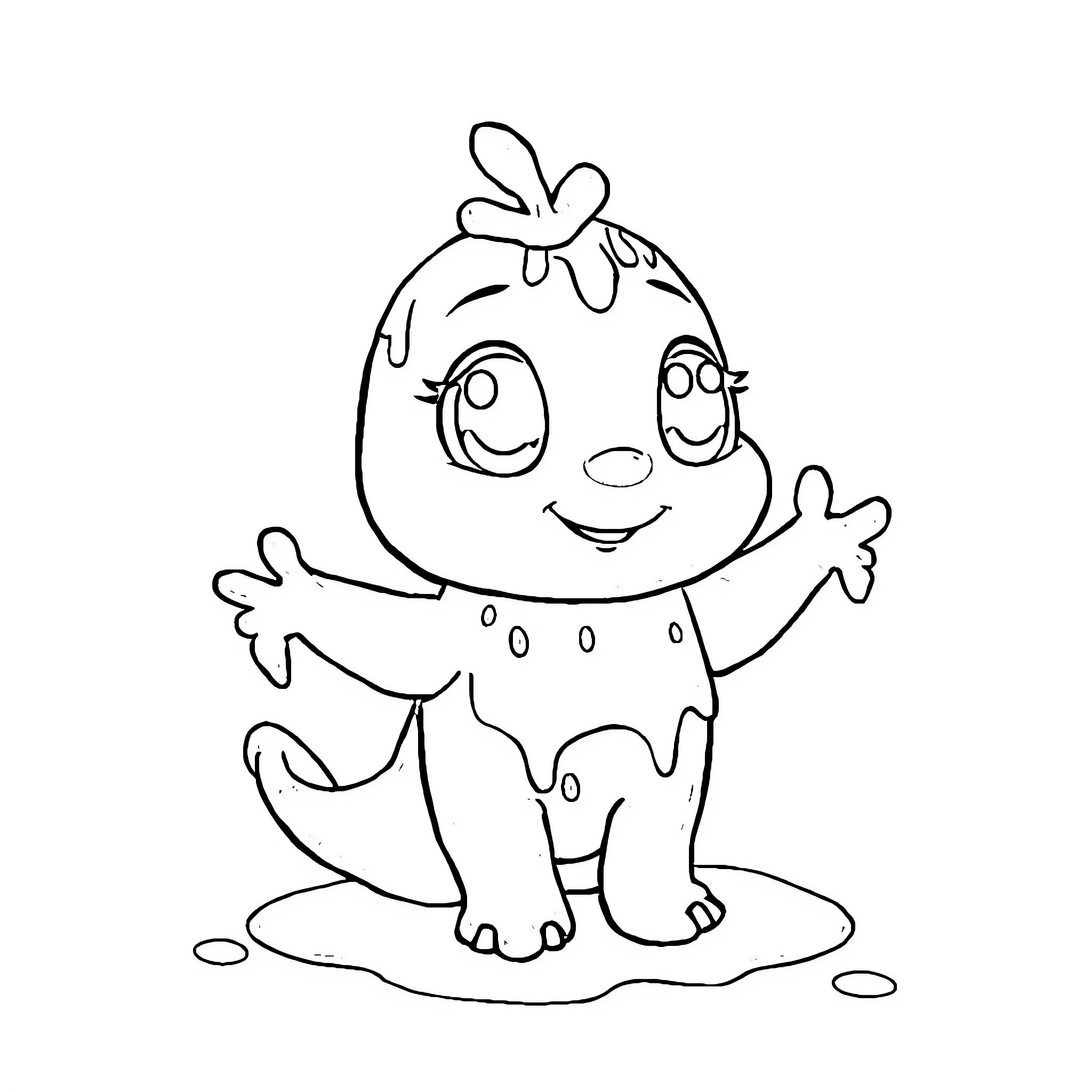 Glace the Playful Creature Coloring Page (free black-and-white line drawing printable PDF for all, from beginners to advanced learners, including children, teens, adults, and seniors)