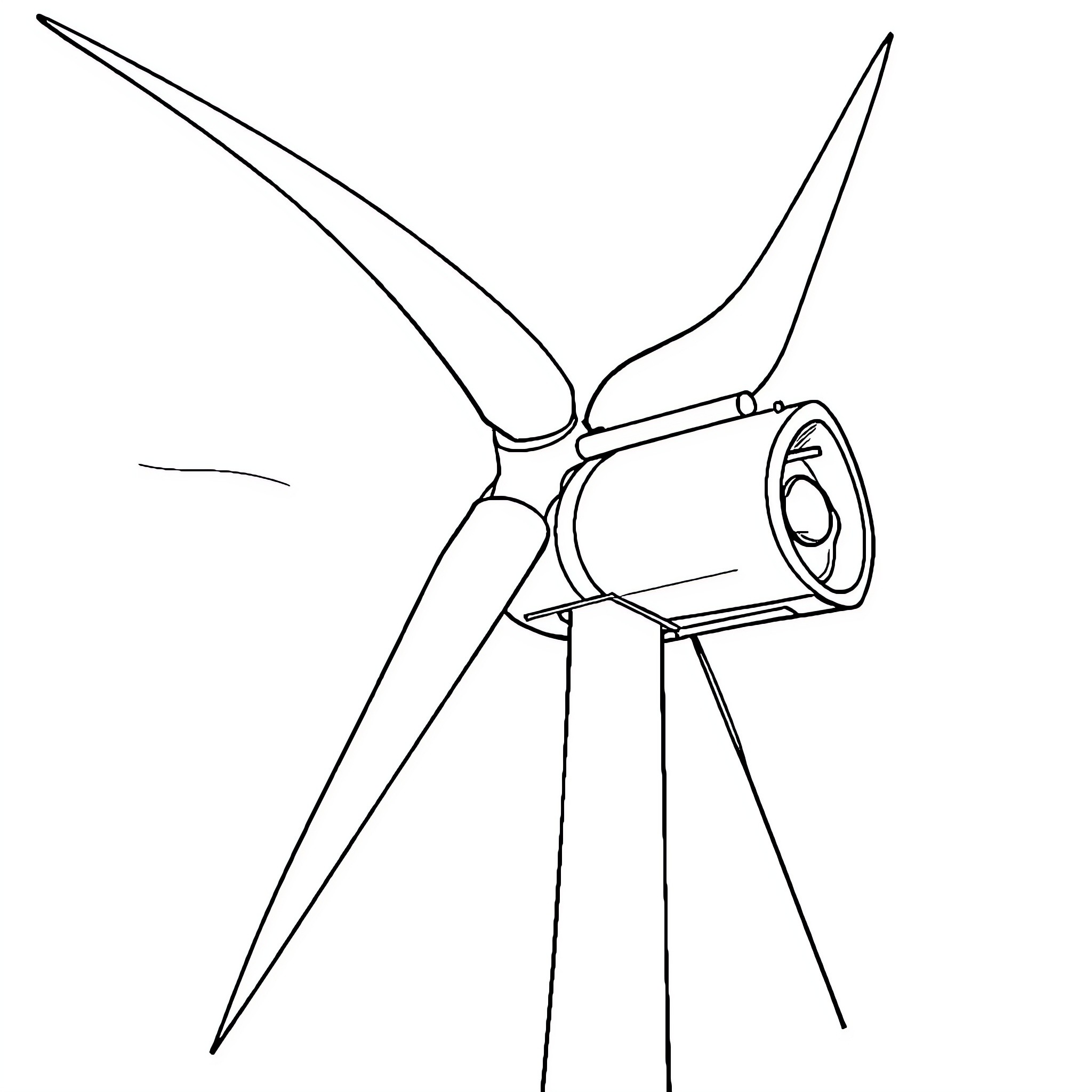 Nacelle of a wind turbine in motion Coloring Page (free black-and-white line drawing printable PDF for all, from beginners to advanced learners, including children, teens, adults, and seniors)