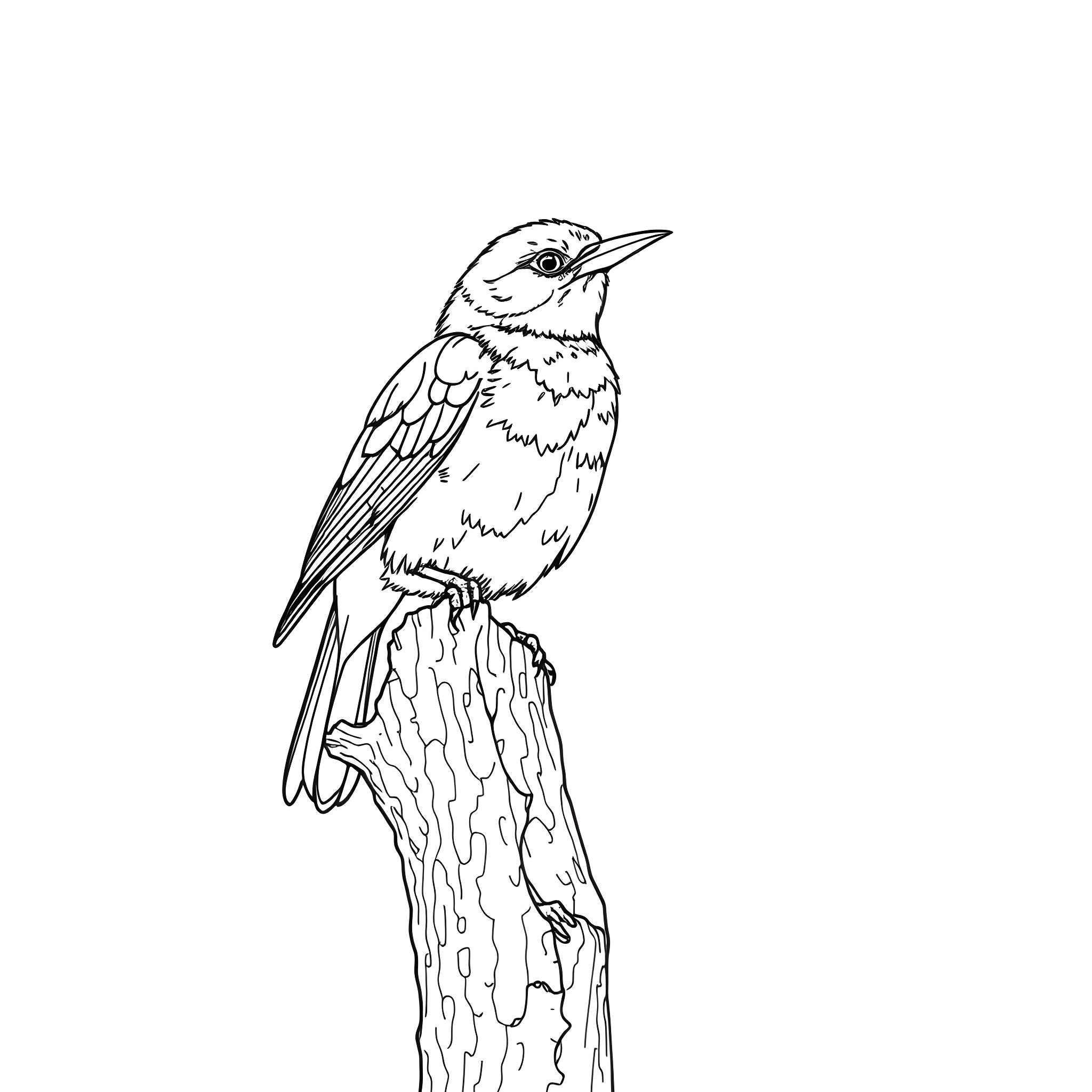 Tanager perched on a branch Coloring Page (free black-and-white line drawing printable PDF for all, from beginners to advanced learners, including children, teens, adults, and seniors)